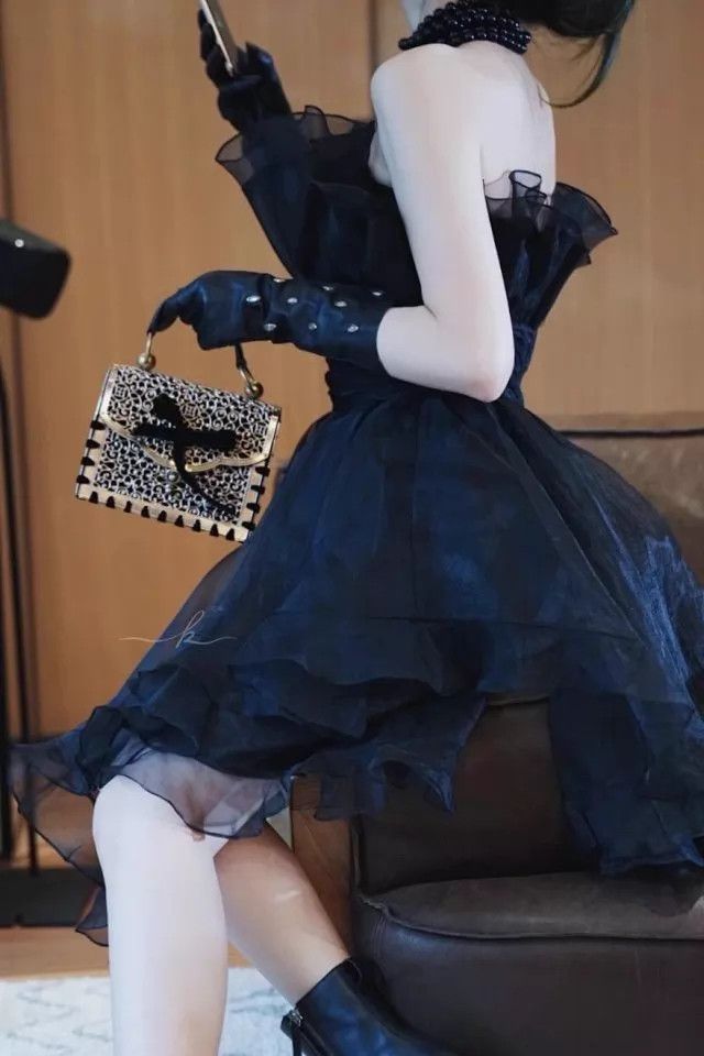 Other Victor Costa Vintage 80s Black Tulle Cocktail Dress Size 6 Size M / US 6-8 / IT 42-44 - 1 Thumbnail
