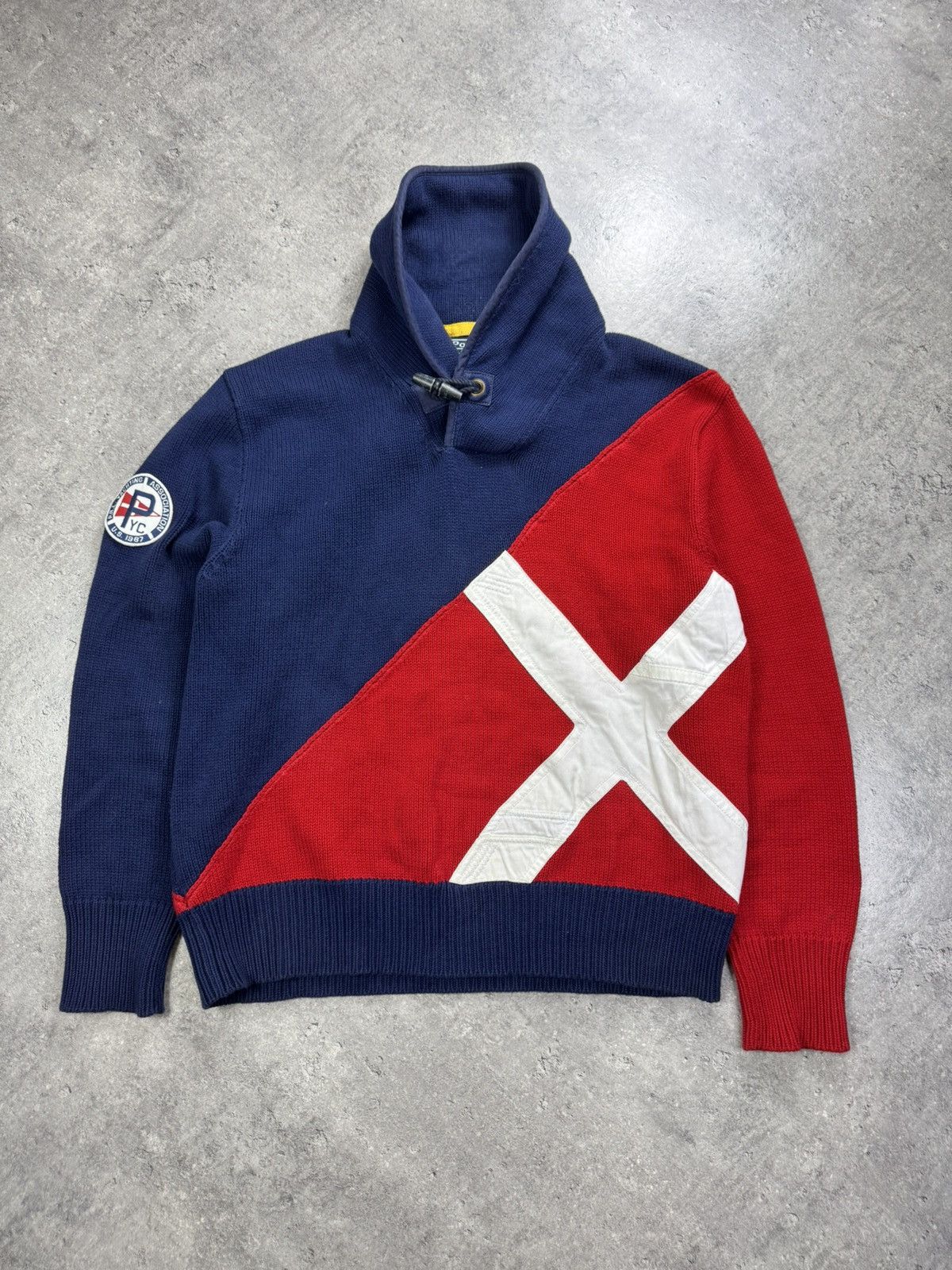 Polo Ralph Lauren KNIT - POLO RALPH LAUREN - Yachting Sweater 90s Cowl Neck Size US XL / EU 56 / 4 - 2 Thumbnail