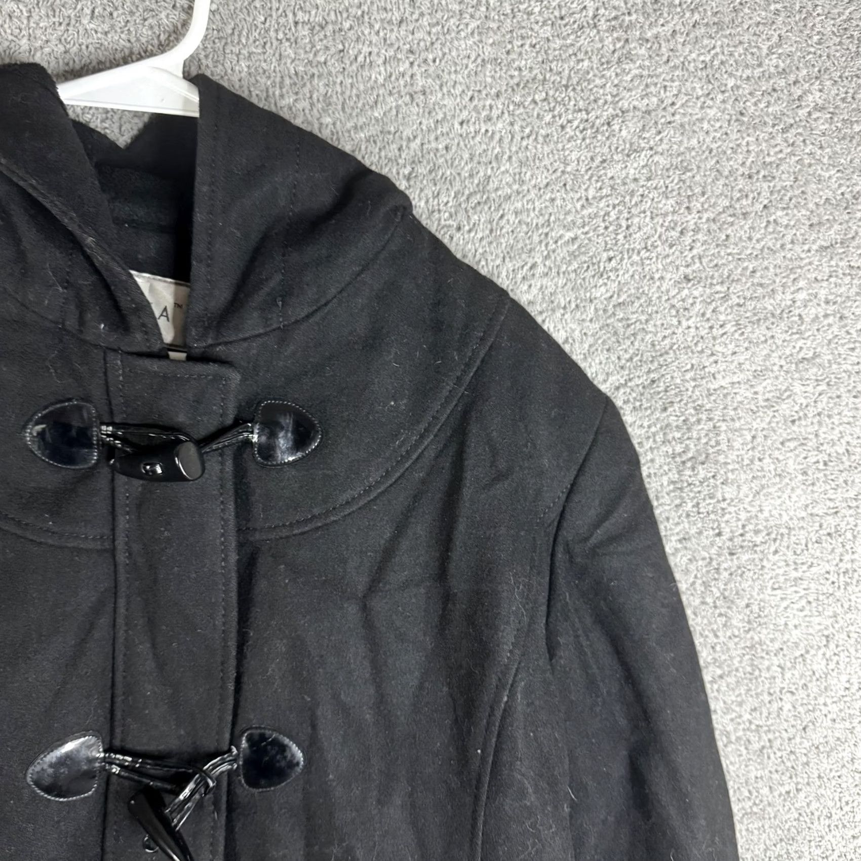Vintage VINTAGE Donatella Wool Coat Womens XL Black Hooded Toggle Pockets Pea Mid Length Winter Size XL / US 12-14 / IT 48-50 - 4 Thumbnail