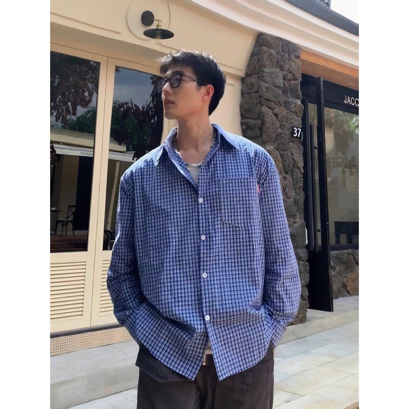 Other Blue Plaid Button-Down Shirt Size US L / EU 52-54 / 3 - 1 Thumbnail