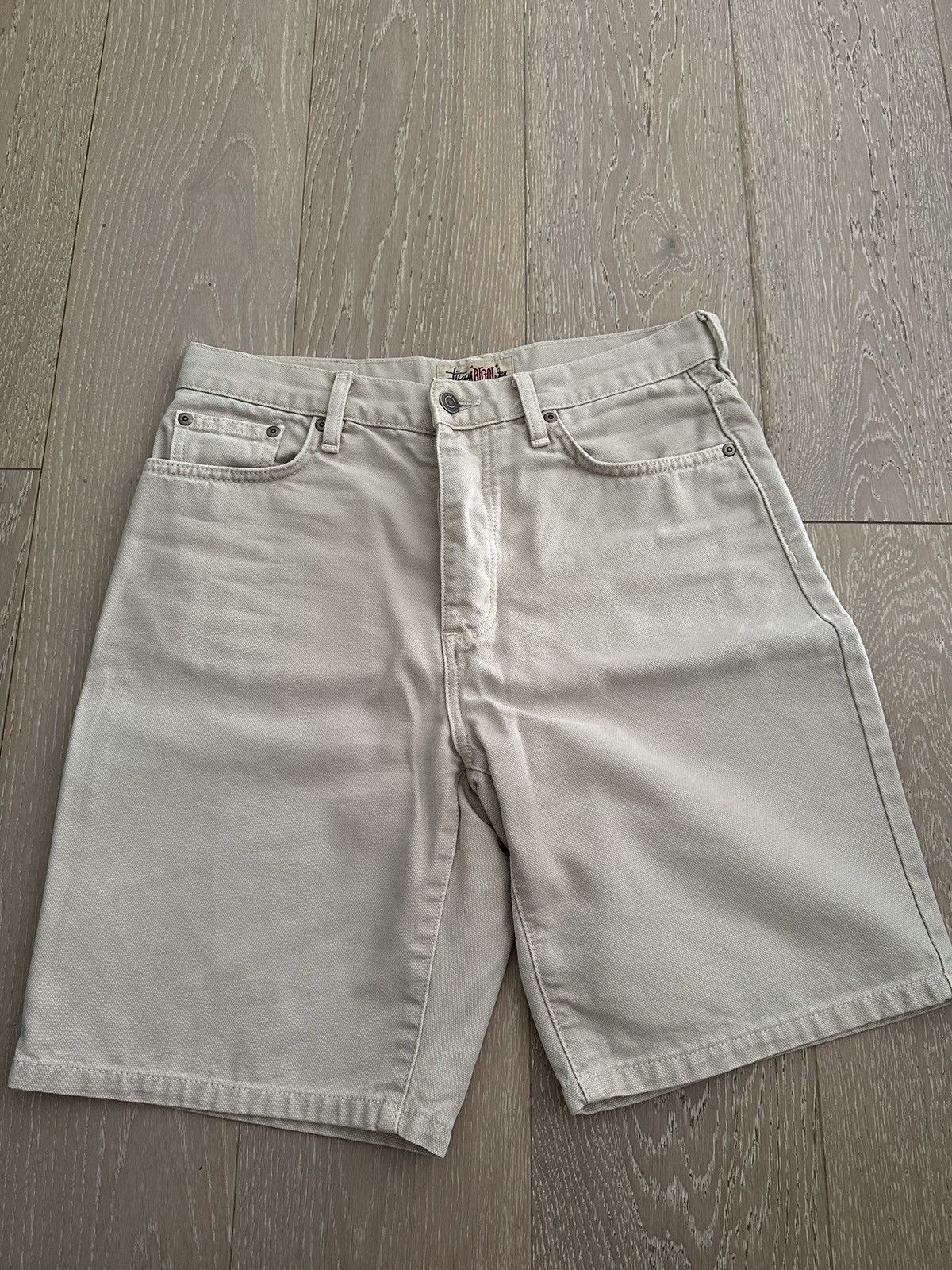 image of Stussy Washed Canvas Big Ol Shorts Bone, Men's (Size 30)