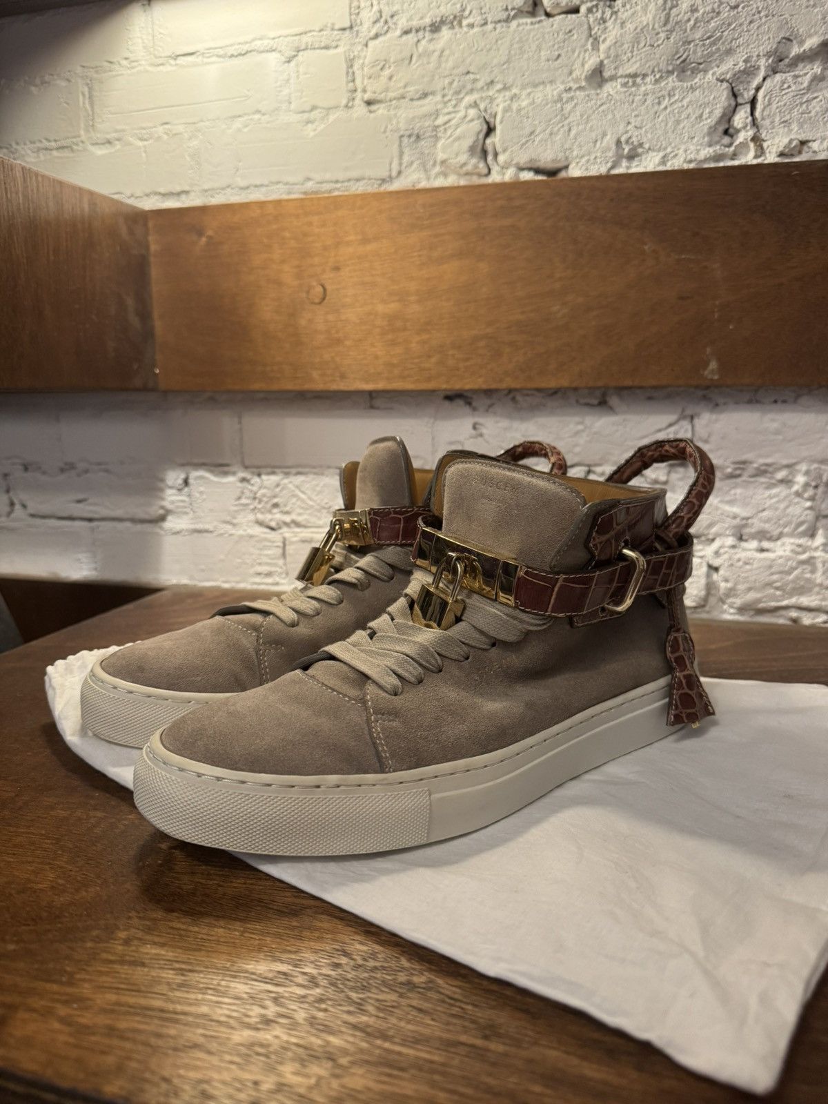 Buscemi Buscemi Gold Locker Suede Hight Tops Size US 9.5 / EU 42-43 - 1 Thumbnail