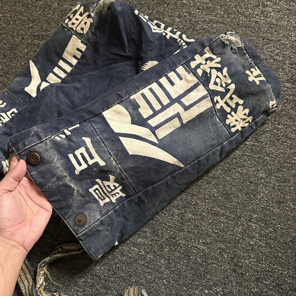 Japanese Brand KING OF SAKE JAPANESE KANJI DISTRESSED INDIGO SLING TOTE BAG Size ONE SIZE - 5 Thumbnail