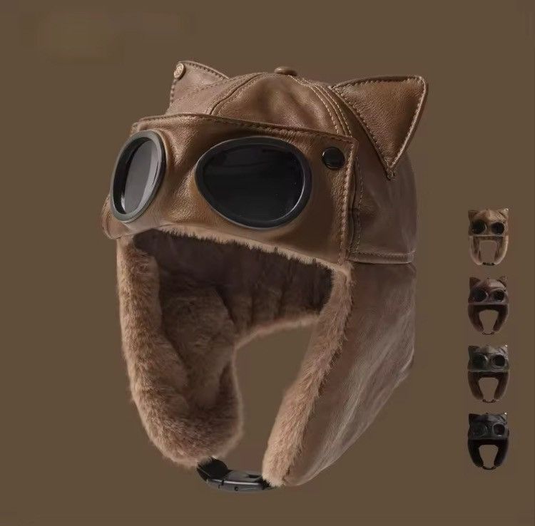 Other Y2K Aviator Bomber Hat – PU Leather Faux Fur Pilot Cap Size ONE SIZE - 2 Thumbnail