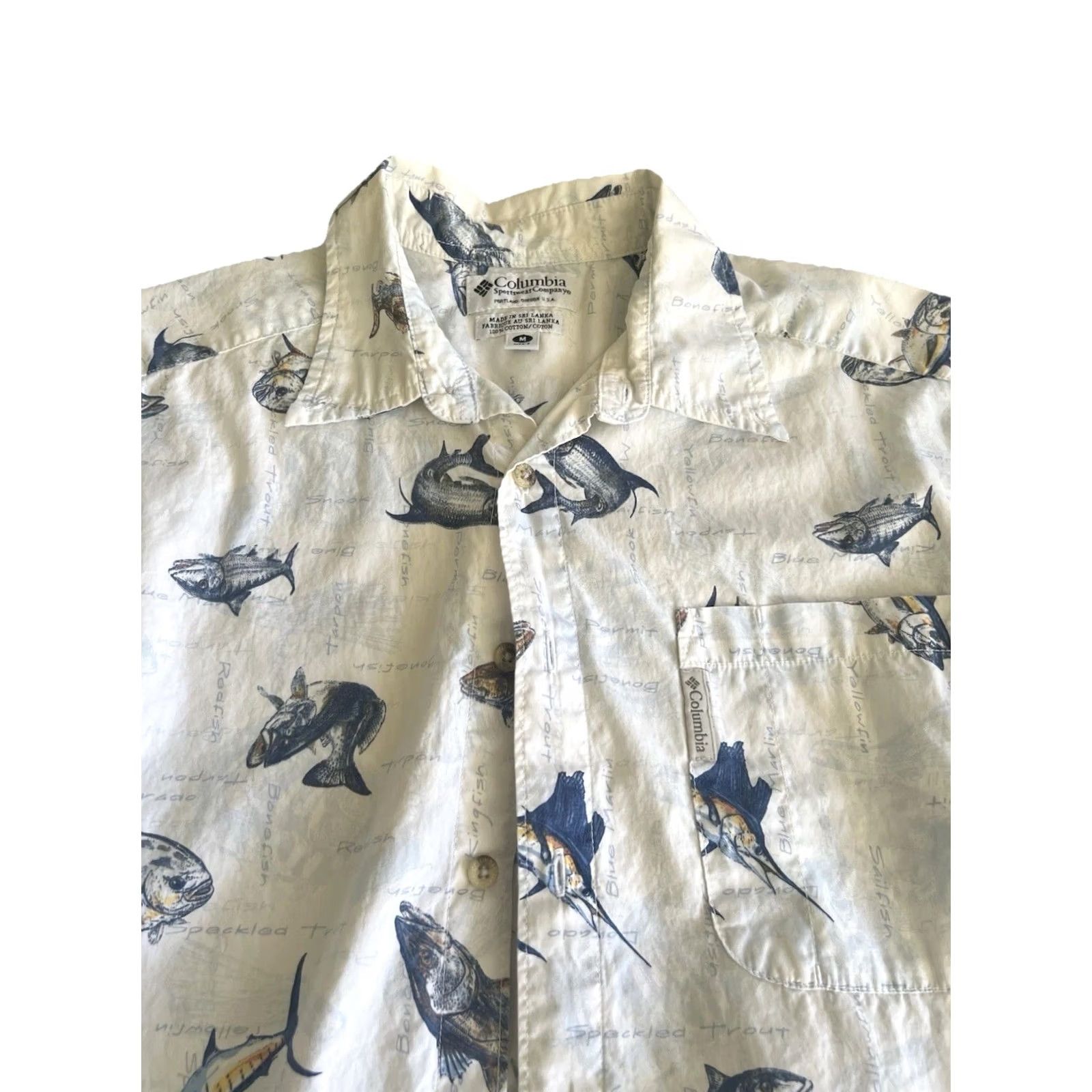 Vintage Columbia Shirt Mens Medium Fish Print Short Sleeve Button-Up Beach Fishing Colot Cotton Lightweight Breathable Casual Men’s Shirt Size US M / EU 48-50 / 2 - 3 Thumbnail