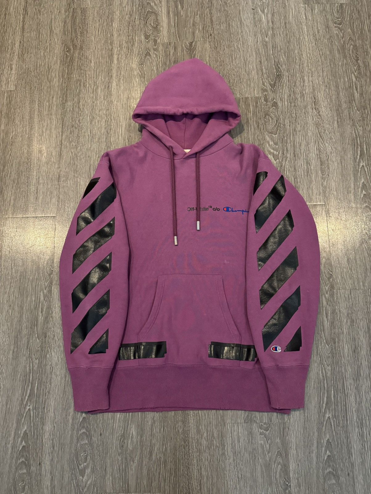 Off white hoodie champion hotsell