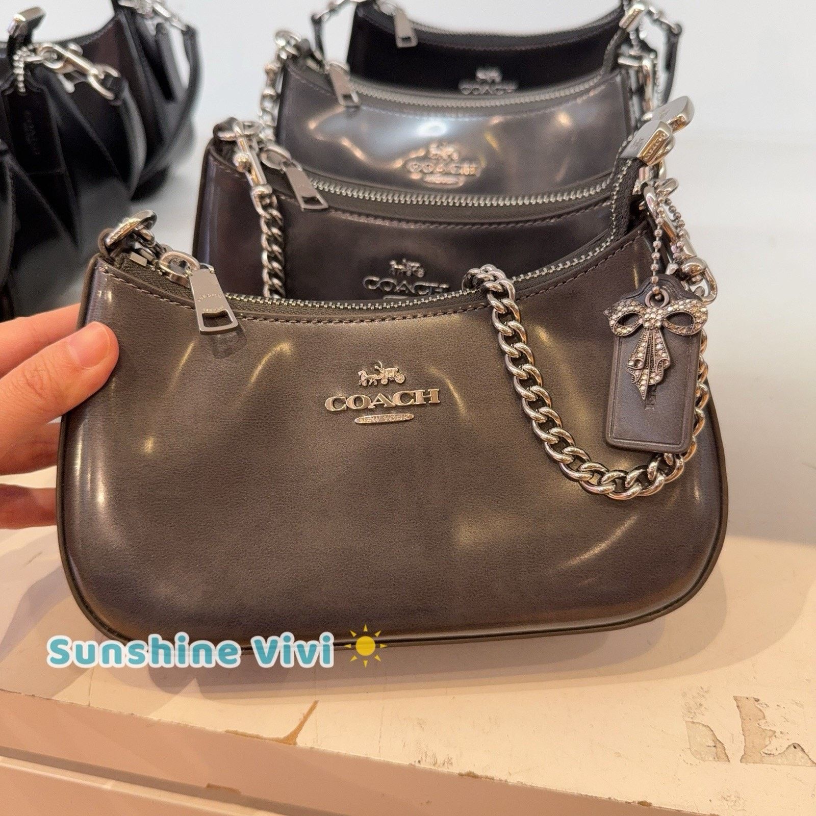 Coach NWT Coach Teri Mini Crossbody Bag CCE83 Silver METALLIC Size ONE SIZE - 4 Thumbnail