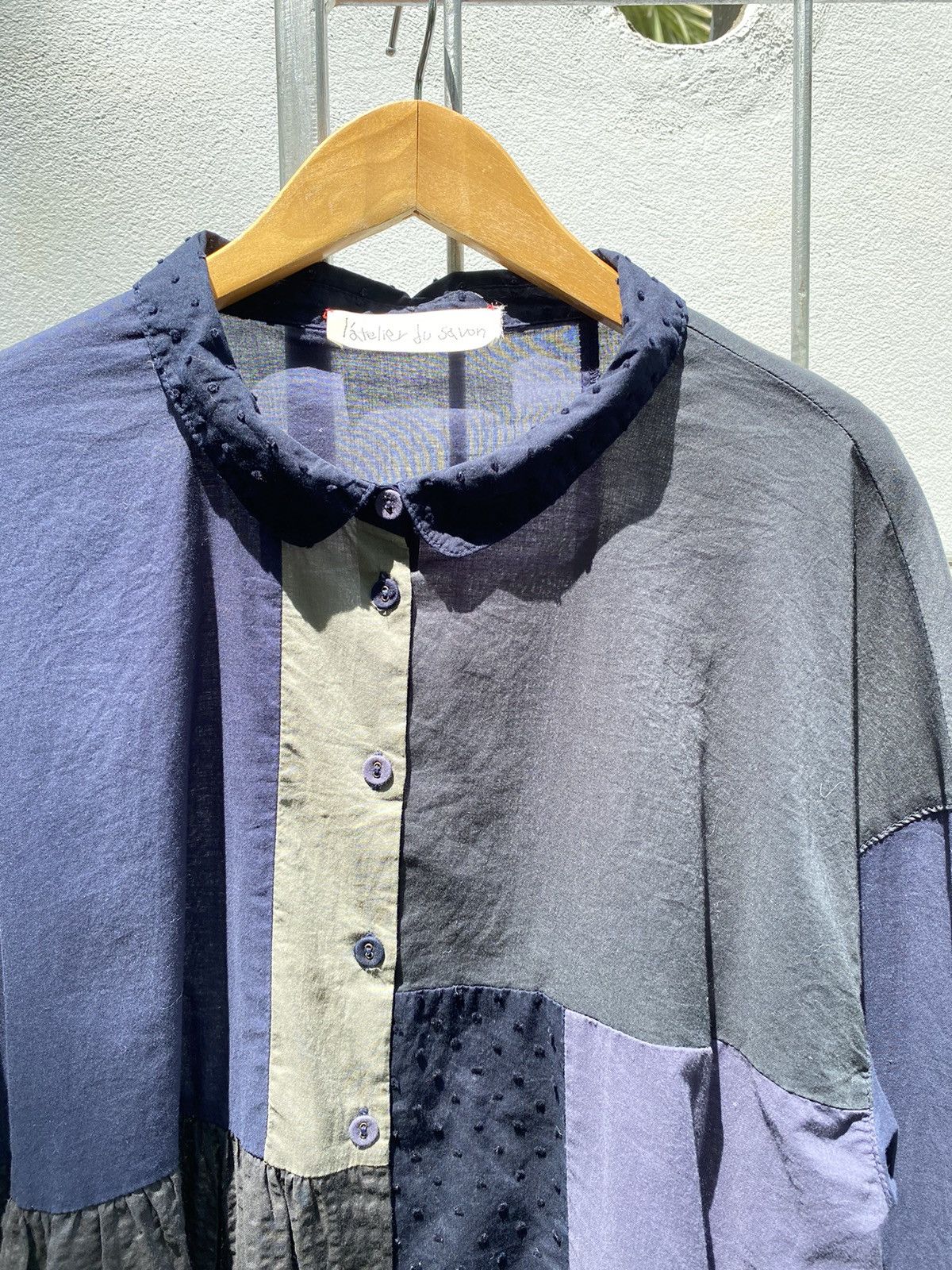Designer × Japanese Brand l'atelier du savon Patchwork Navy and Beige Blouse Size M / US 6-8 / IT 42-44 - 12 Thumbnail