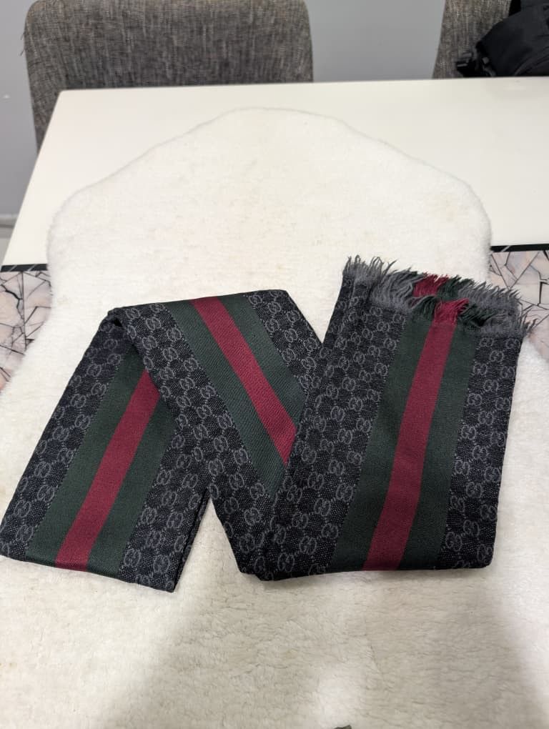Gucci Gucci GG Monogram Web Scarf – Black Size ONE SIZE - 3 Thumbnail