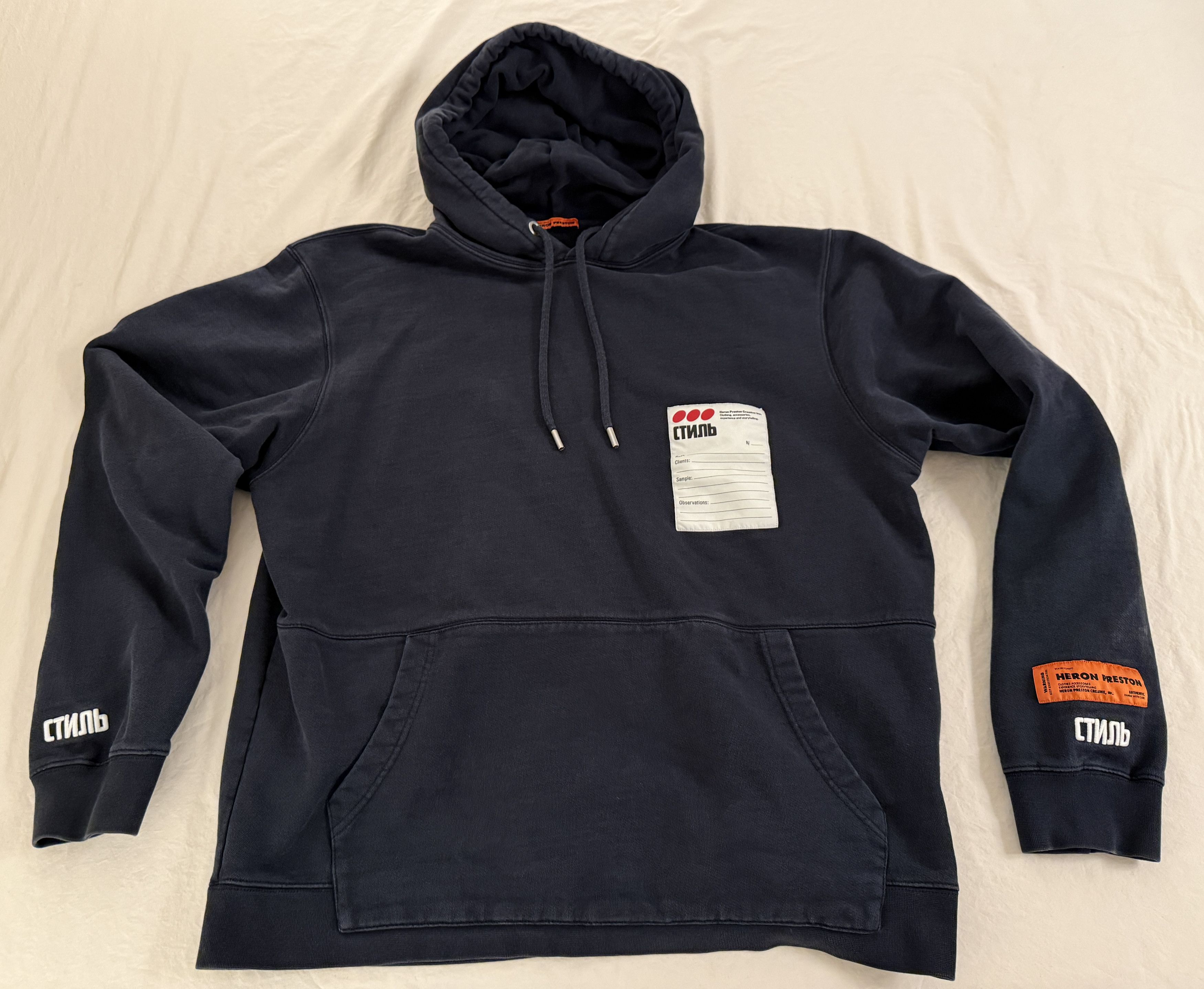 Heron Preston Sticker Label Hoodie - Navy Men's S