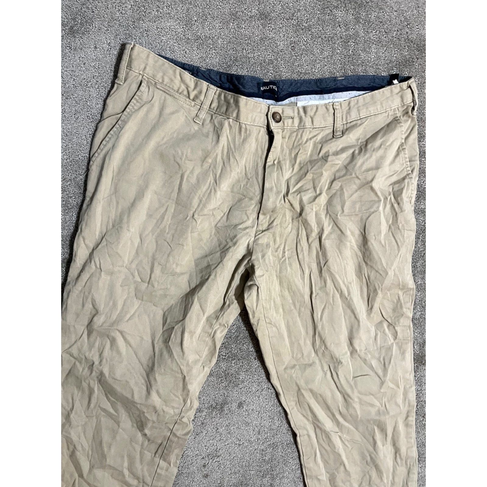 Nautica Nautica Classic Fit Chinos Pants 40x30 Beige Flat Front Cotton Casual Mens Size US 40 / EU 56 - 4 Thumbnail