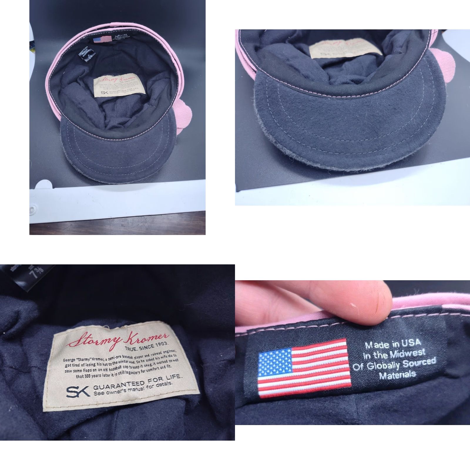Vintage VINTAGE Stormy Kromer Women’s Wool Cadet Hat US Made Gray Pink 90s Winter Warm - Mens Size ONE SIZE - 8 Thumbnail