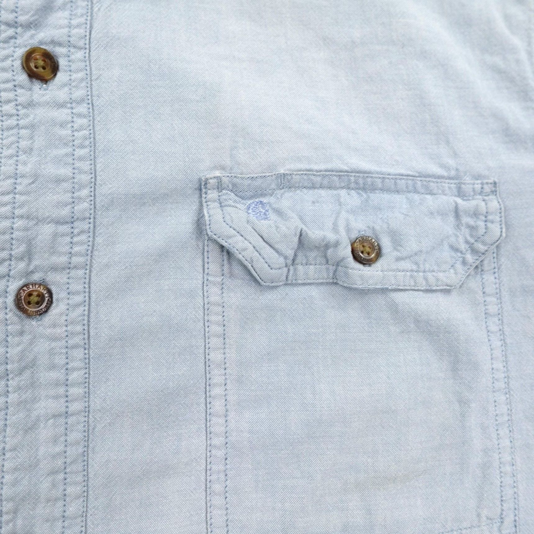 Carhartt Carhartt Shirt Mens XL Blue Chambray Button-Up Short Sleeve Relaxed Fit Workwear Size US XL / EU 56 / 4 - 5 Thumbnail