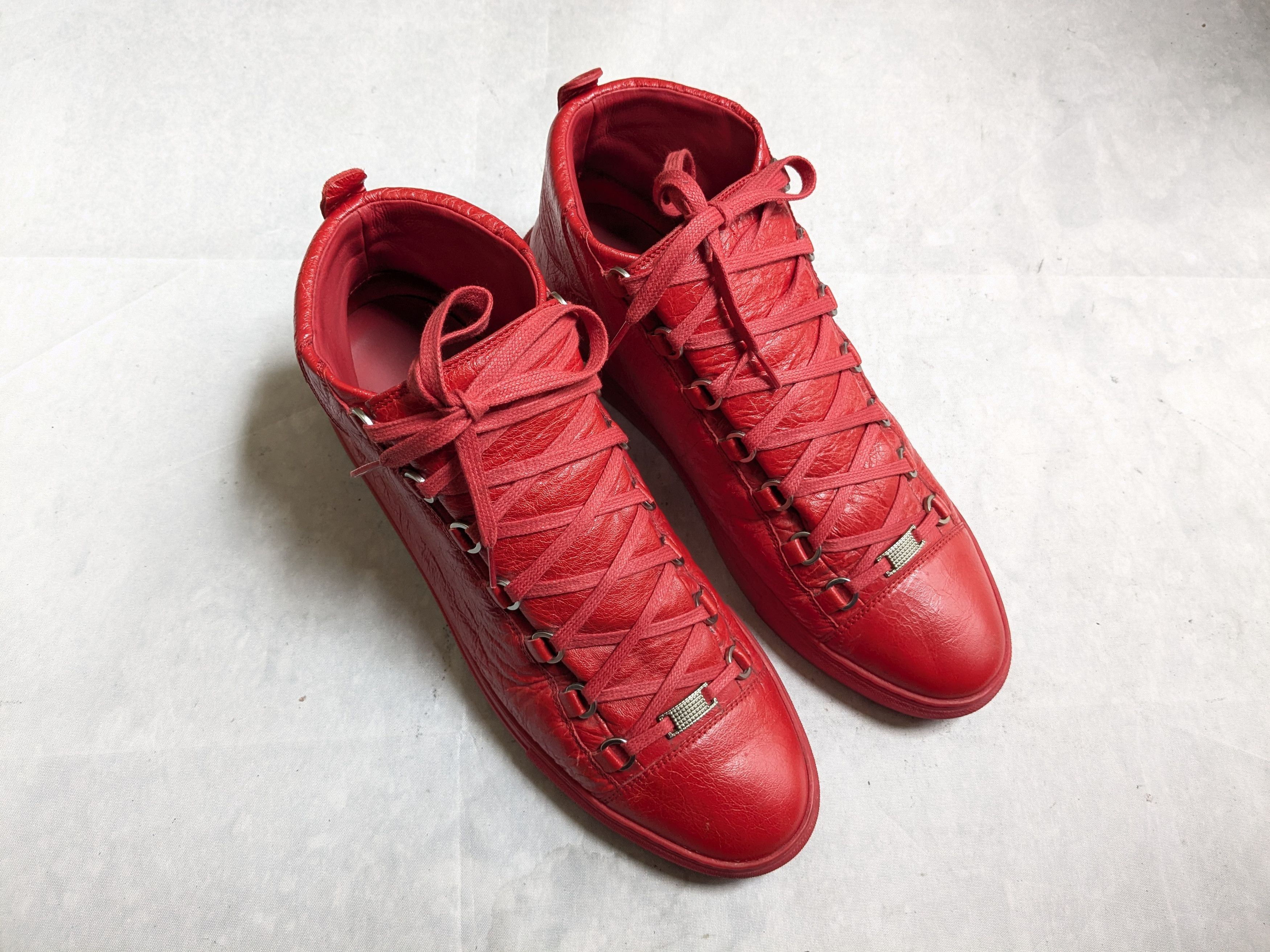 Balenciaga Balenciaga Arena Red 13 High Tops Leather Sneakers Size US 13 / EU 46 - 5 Thumbnail