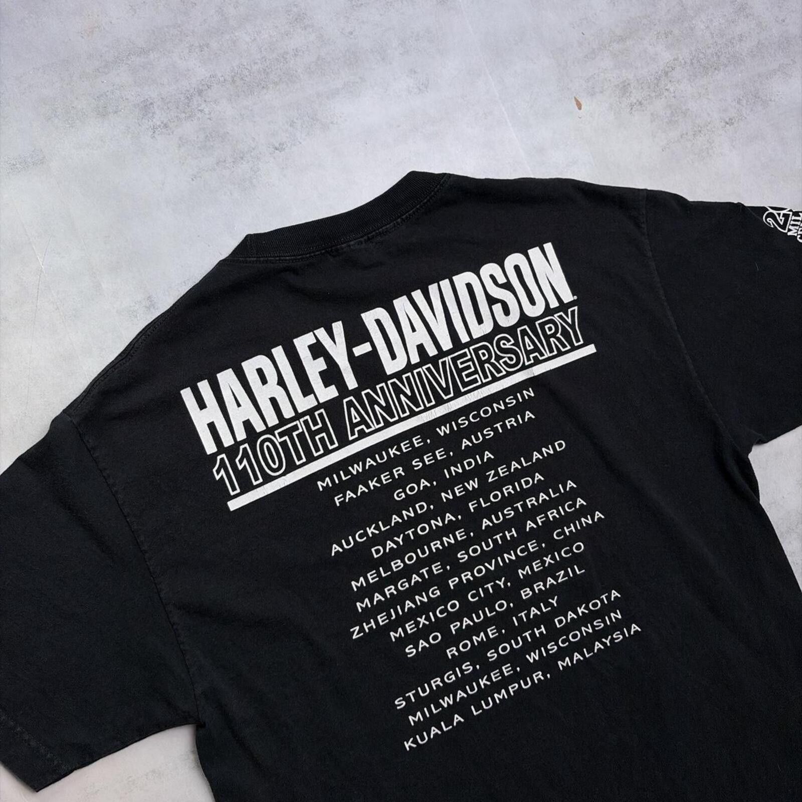 Harley Davidson Y2K Black Harley Davidson Anniversary Grunge Biker T-Shirt Size US L / EU 52-54 / 3 - 4 Thumbnail