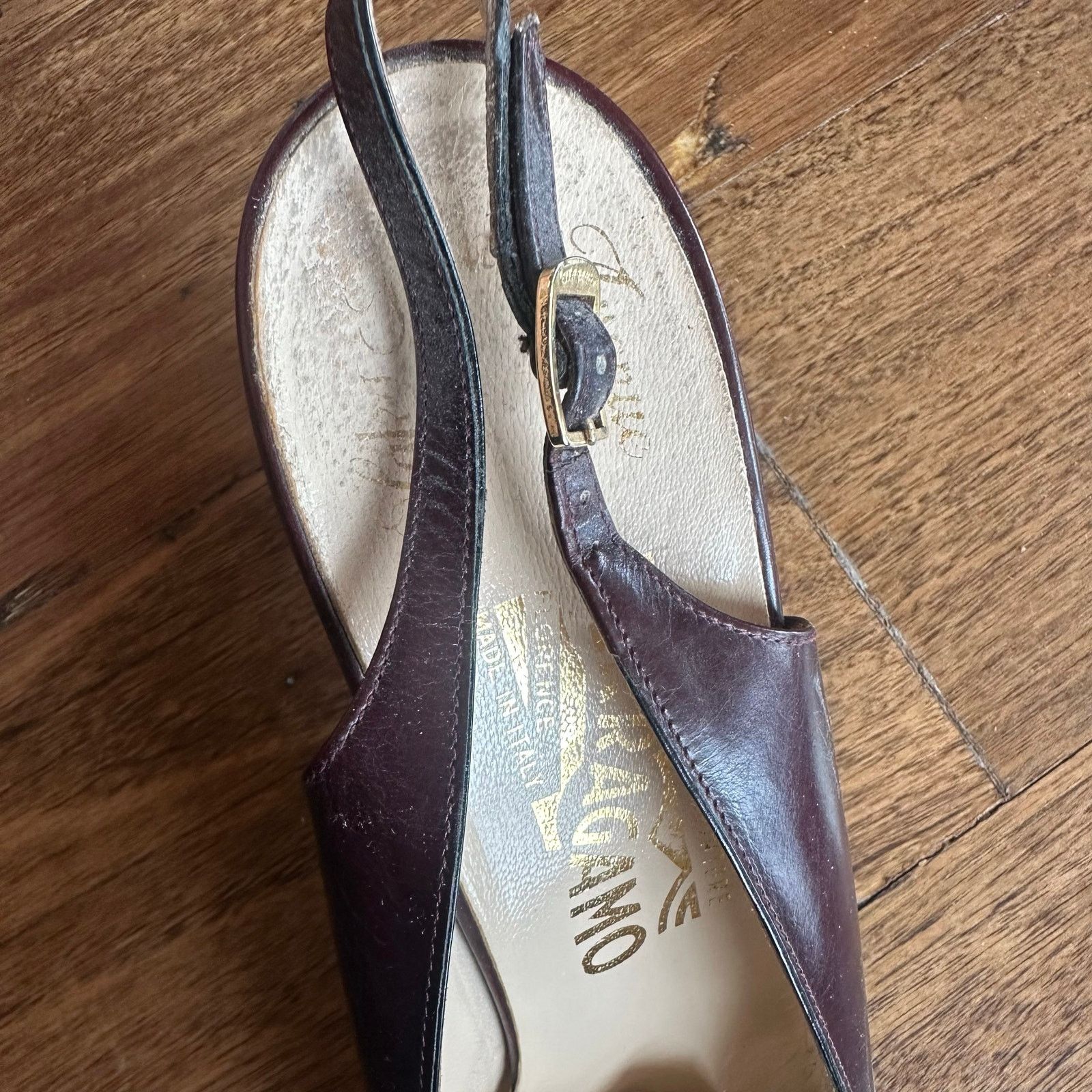 Salvatore Ferragamo Vintage Ferragamo slingback pumps maroon 9.5 Size US 9.5 / IT 39.5 - 5 Thumbnail