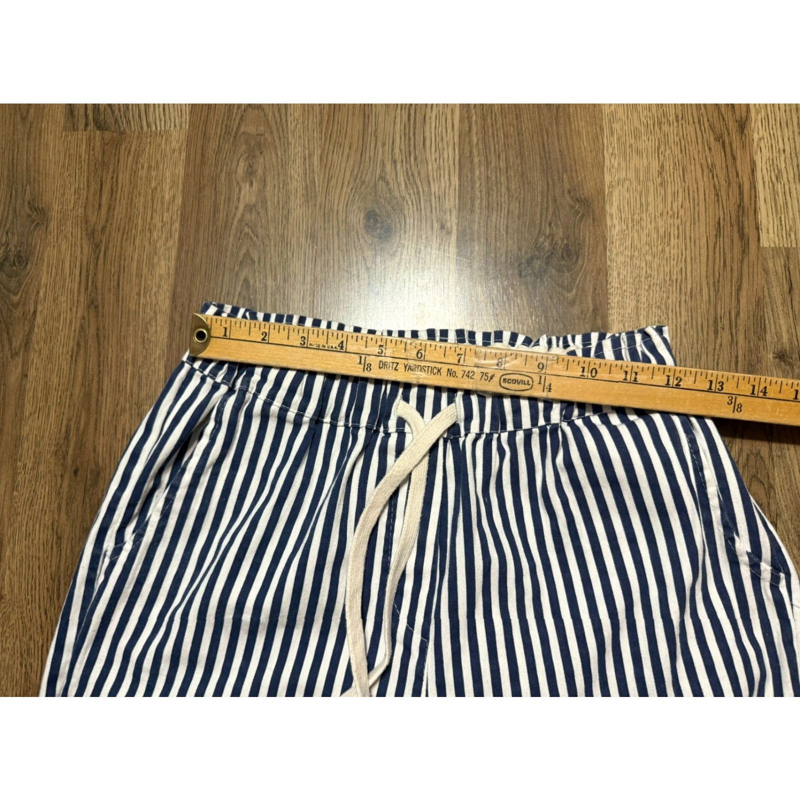 J Brand Brand Bazar Pants Women's Size 26? White Blue Striped Pull On Tie Waist Size 26" / US 2 / IT 38 - 5 Thumbnail