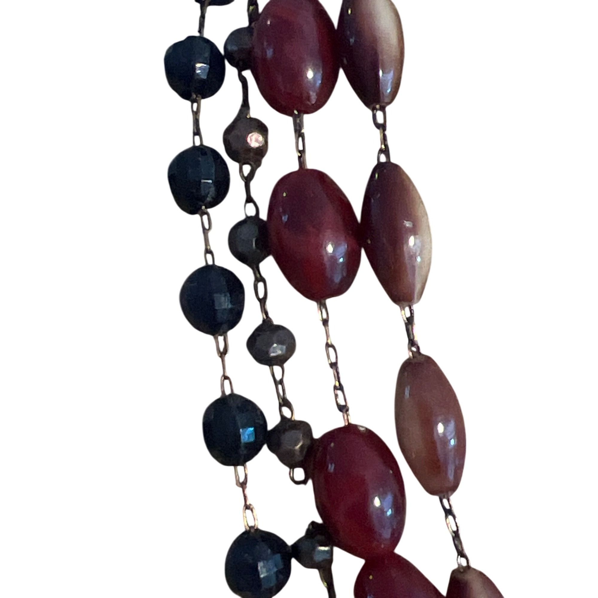 Other Vtg 70s Multi 4 Strand Necklace Copper Chain Acrylic Beads C Size ONE SIZE - 3 Thumbnail