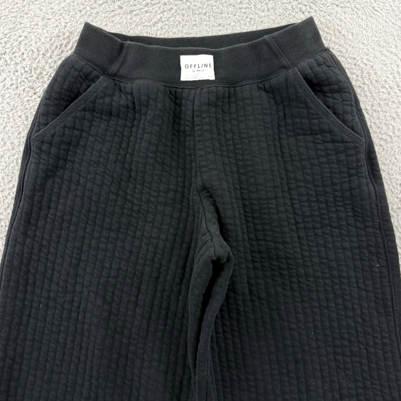 Vintage OFFLINE By Aerie Sweatpants Womens Small Short Black Wide Leg Lounge Casual Boho Size 28" / US 6 / IT 42 - 3 Thumbnail