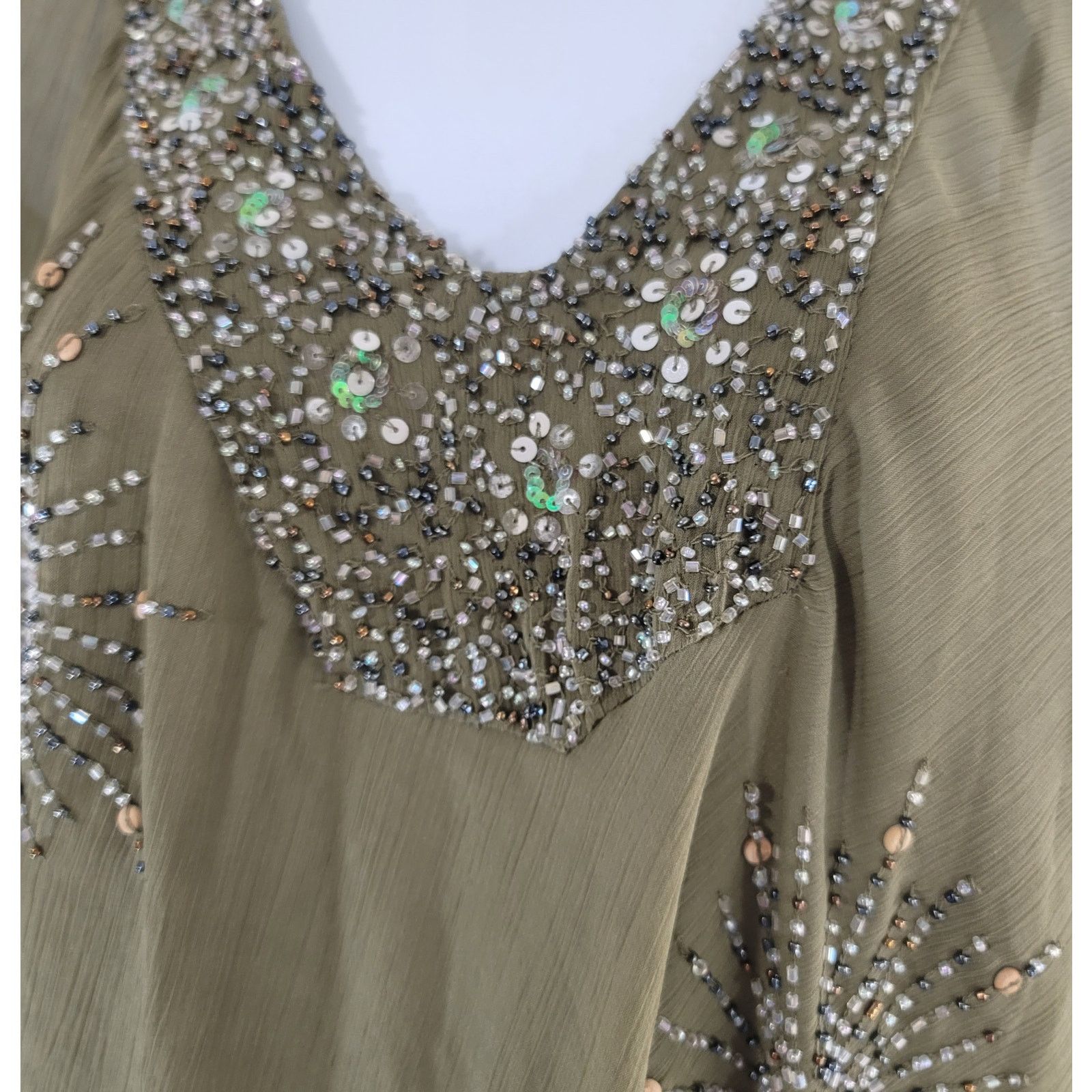 Other Goodclothes Army Green Beaded Tunic And Camisole Shirt S Size S / US 4 / IT 40 - 3 Thumbnail