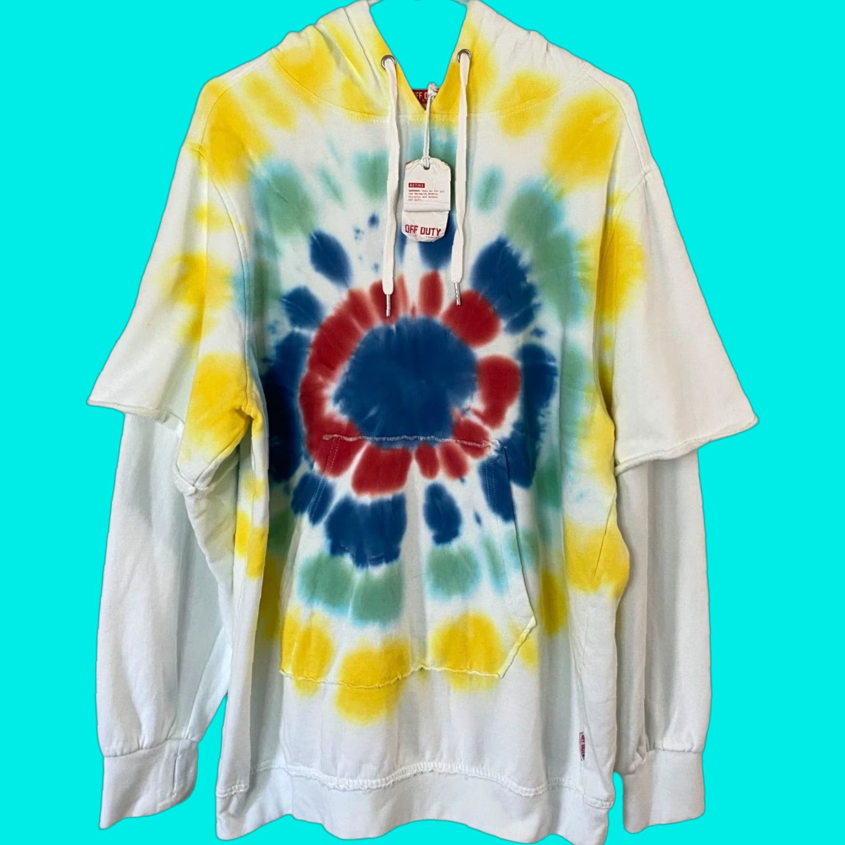 Vintage VINTAGE The laundry Room Tie-Dye Surfer Hoodie Sweatshirt White XL Long-Sleeve Mens Pullover Cotton Blend Pockets New Size US XL / EU 56 / 4 - 1 Thumbnail