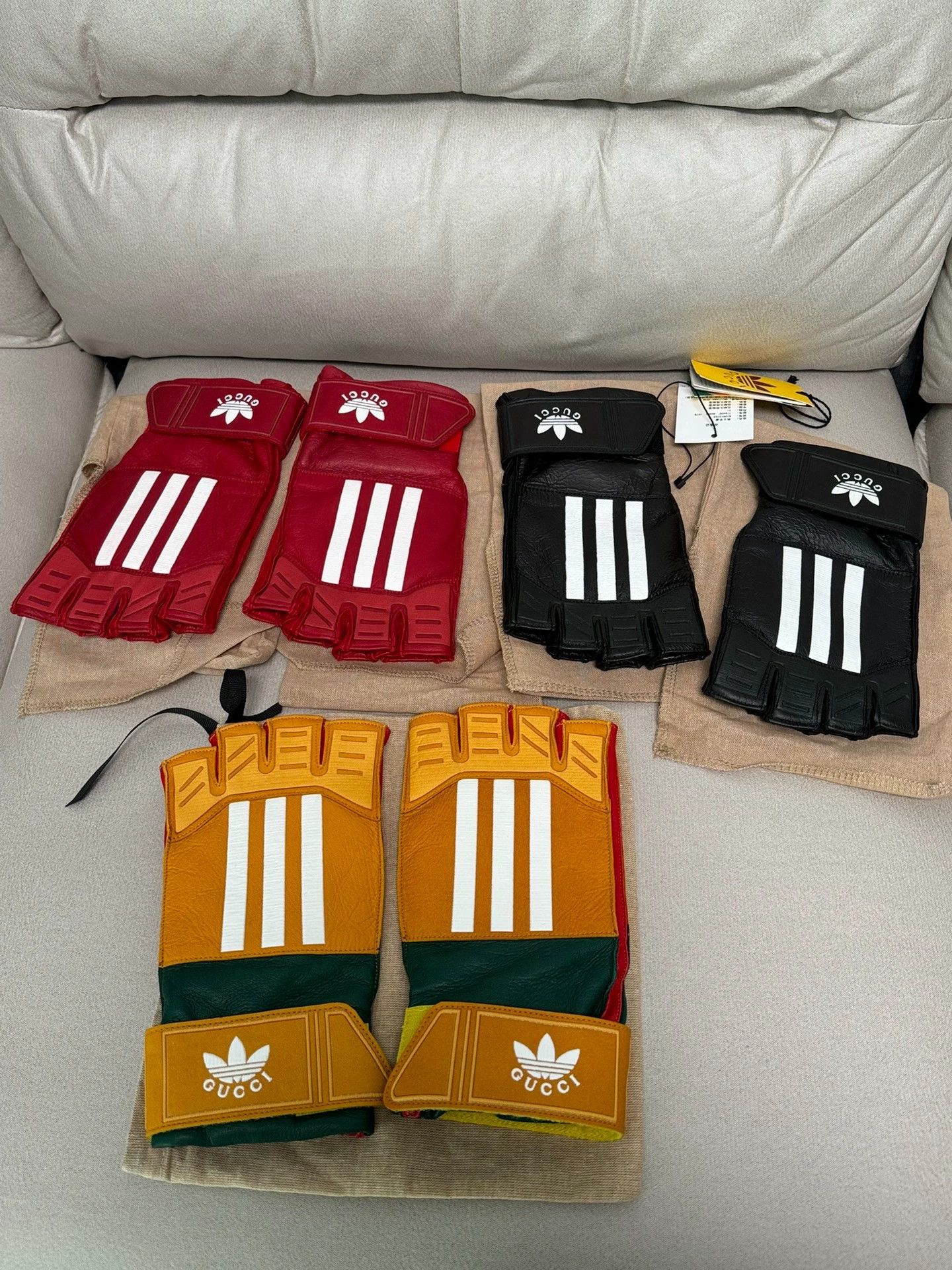 Adidas Gucci x adidas moto leather gloves yellow-green 8.5 Size ONE SIZE - 7 Thumbnail