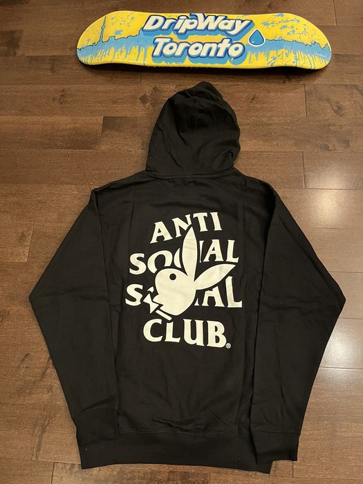 Playboy Anti Social Social Club/Playboy Hoodie Black/White | Grailed