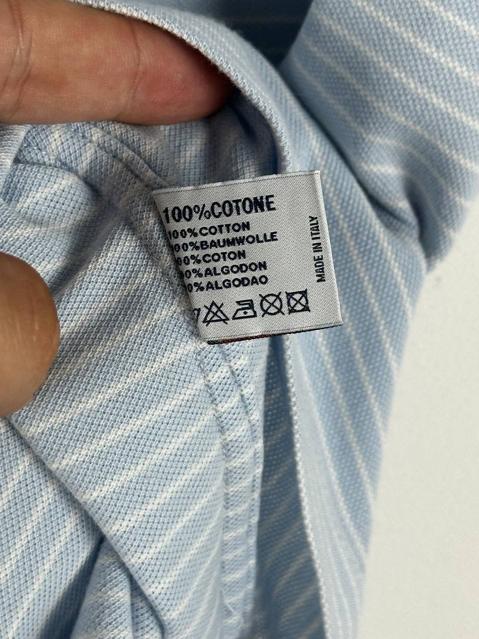 Borriello Napoli Borrelli Napoli Light Blue Striped Polo T Shirt Italy Size US M / EU 48-50 / 2 - 11 Thumbnail