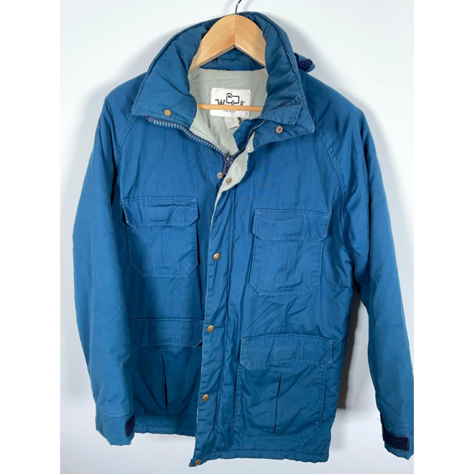 Vintage VINTAGE Woolrich Parka Jacket Mens Medium Blue Full Zip Hooded Lined Pockets Removable Hood 80s Size US M / EU 48-50 / 2 - 4 Thumbnail