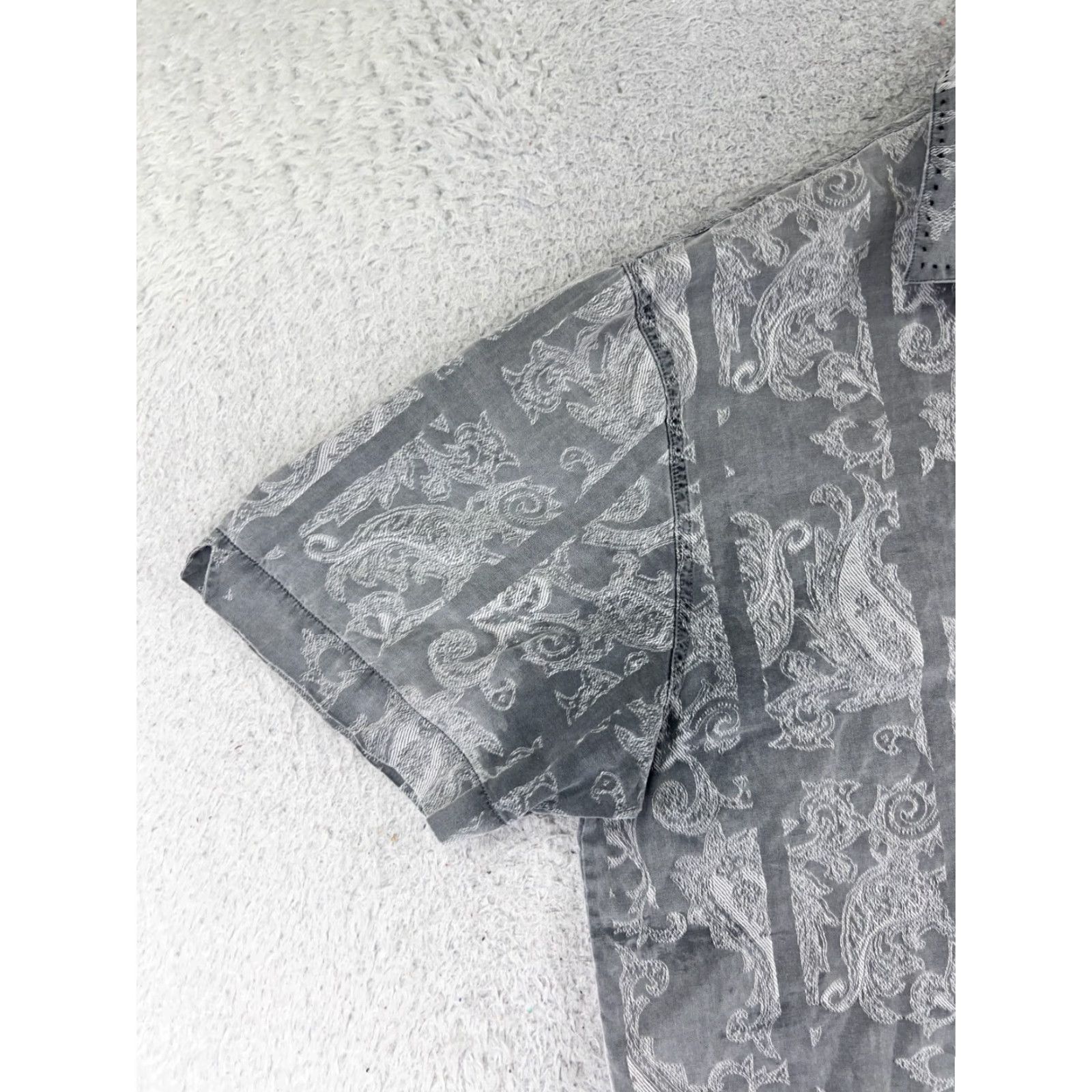 Nat Nast Nat Nast Shirt Mens Large Gray Paisley Silk Cotton Blend Button Up Pocket Size US L / EU 52-54 / 3 - 3 Thumbnail