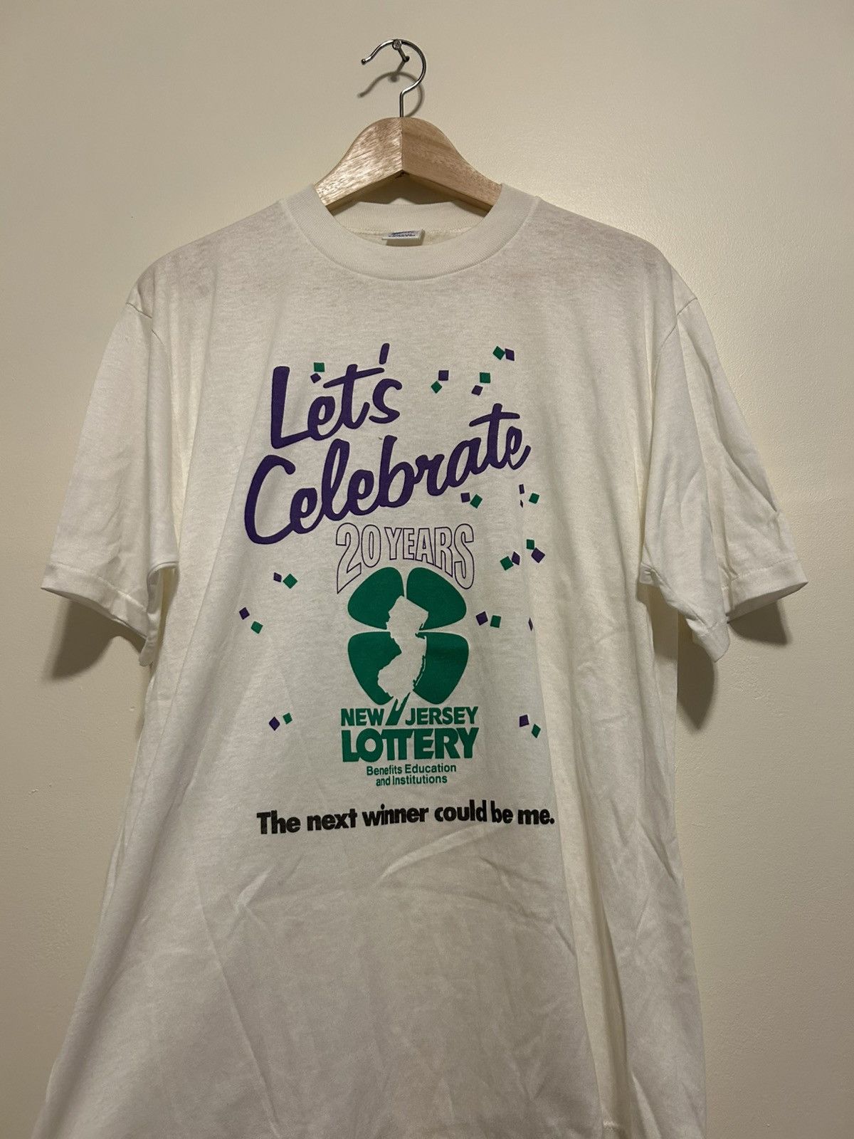 Jerzees 1990 Vintage “20th Anniversary” New Jersey Lottery Tee Size US XL / EU 56 / 4 - 2 Thumbnail