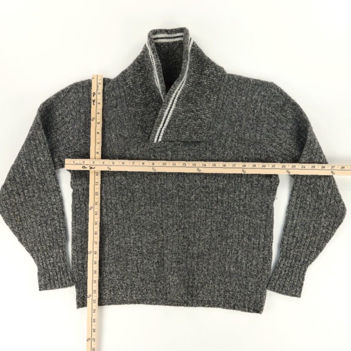Vintage VINTAGE Campus Shirt Men Grey L VTG Shawl Neck Continental Rib Wool Sweater Size US L / EU 52-54 / 3 - 3 Thumbnail