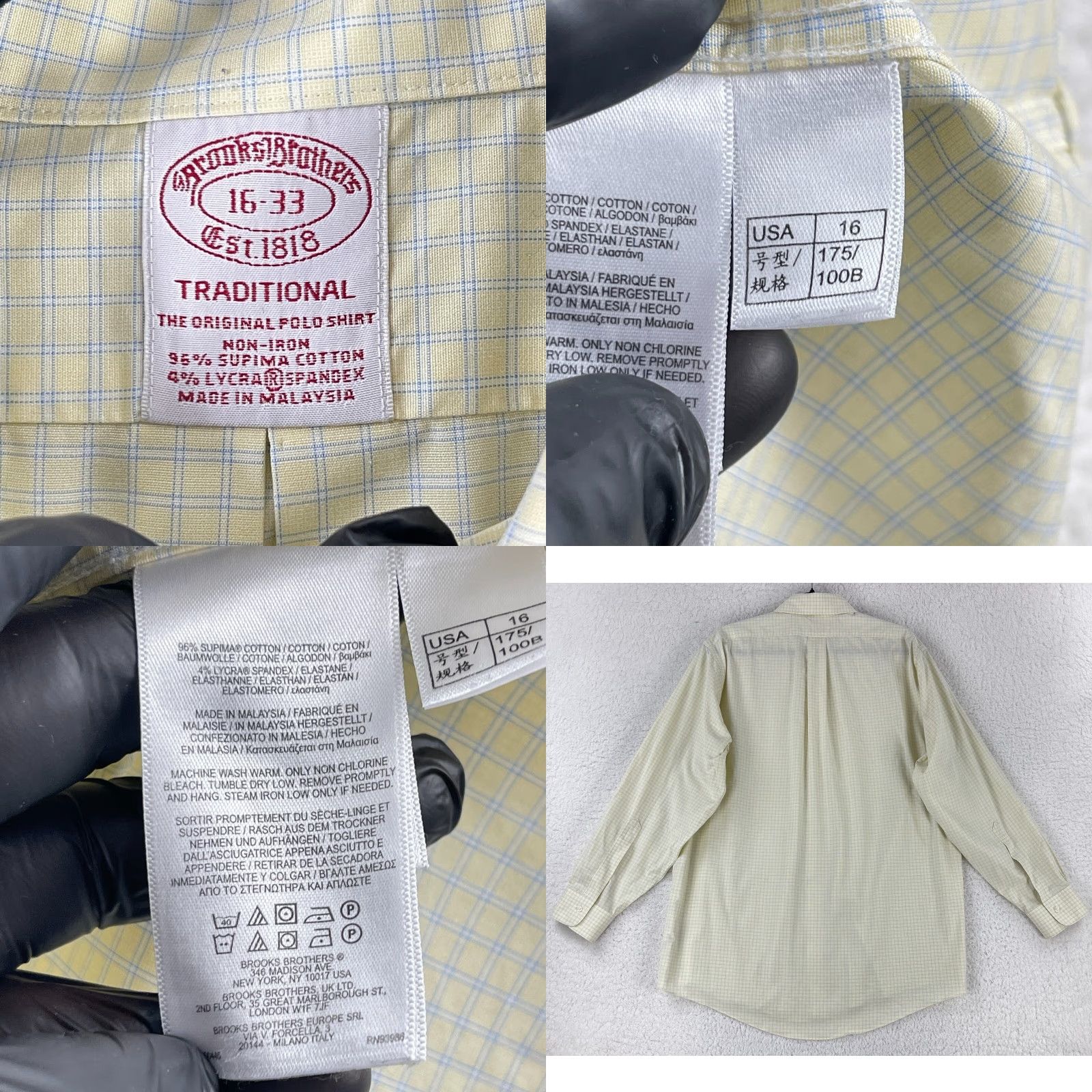 Brooks Brothers Brooks Brothers Button-Down Shirt Mens Large Yellow Plaid Long Sleeve Cotton Spandex Dress Shirt Size US L / EU 52-54 / 3 - 8 Thumbnail