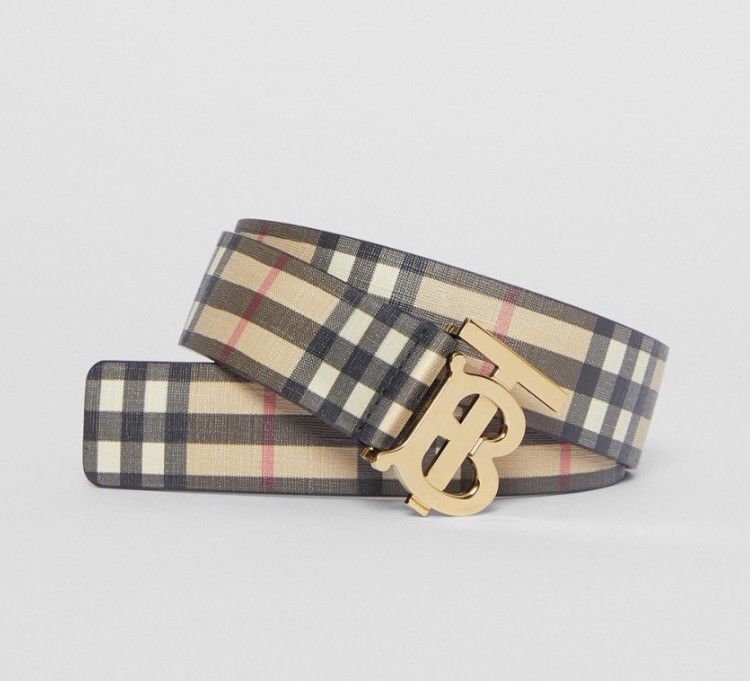 image of Burberry Vintage Check Tb Belt in Archive Beige Check, Women's