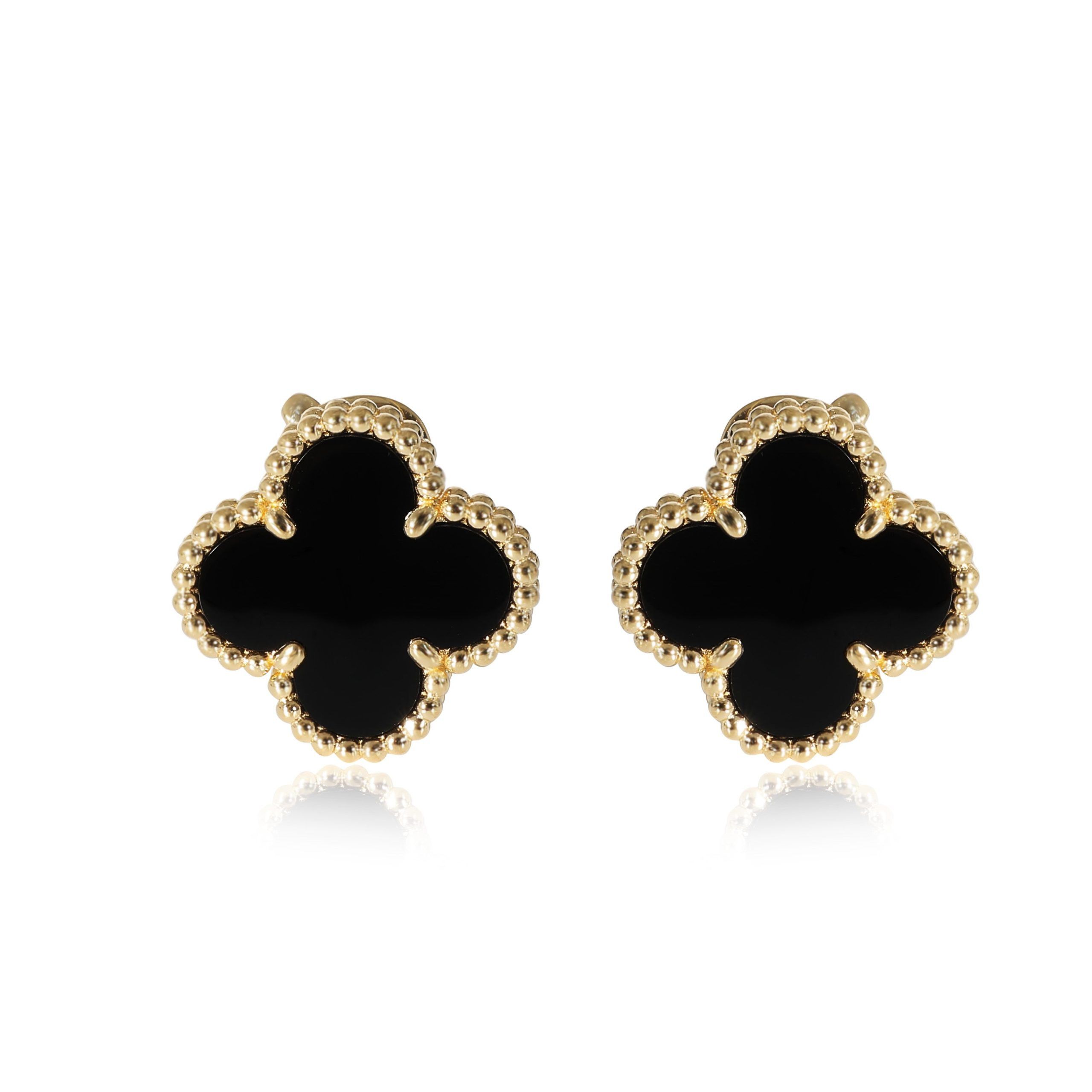 Van Cleef & Arpels Van Cleef & Arpels Vintage Alhambra Onyx Earrings in 18k Yellow Gold Size ONE SIZE - 1 Thumbnail