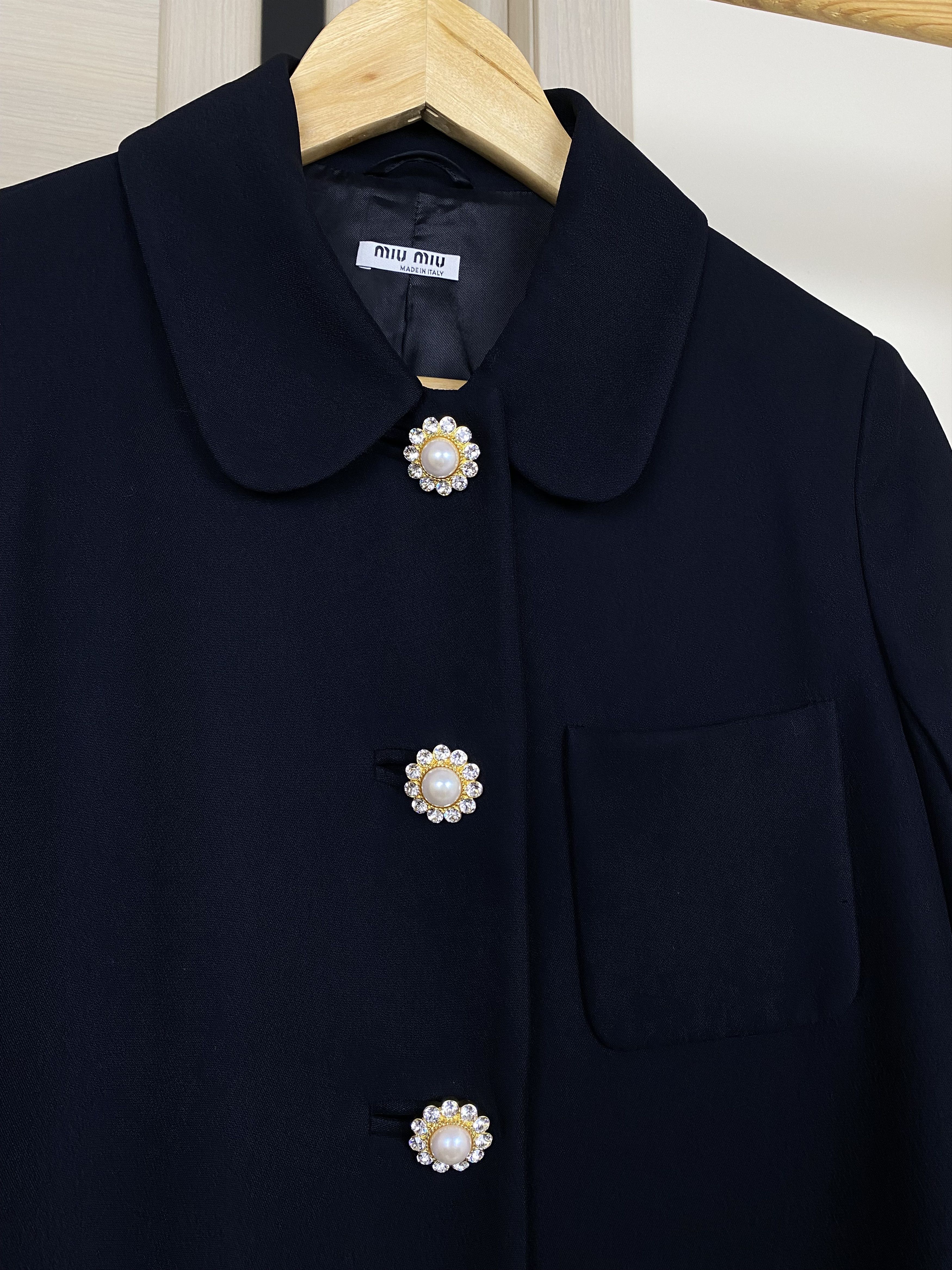 Miu Miu Miu Miu Coat With buttons decorated with crystals and pearl Size M / US 6-8 / IT 42-44 - 4 Thumbnail