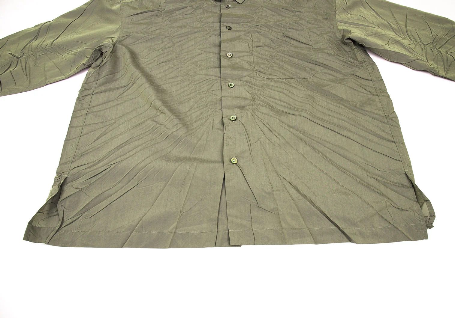 Issey Miyake Polyester Wrinkled Shirt in Khaki, Size XL Size US XL / EU 56 / 4 - 10 Thumbnail