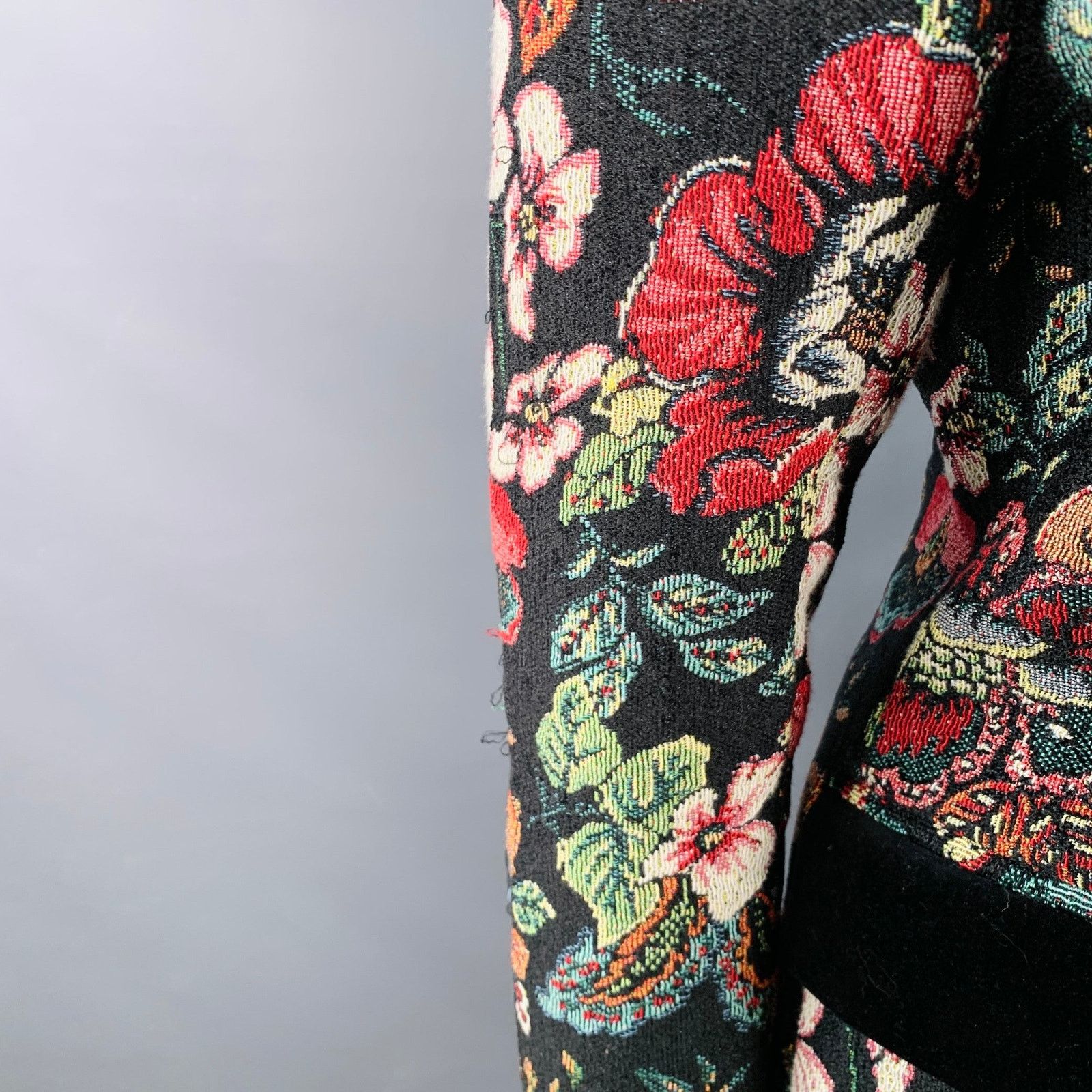Other Saskia Black Multi Color Jacquard Velvet Trim Jacket Blazer Size M / US 6-8 / IT 42-44 - 8 Thumbnail