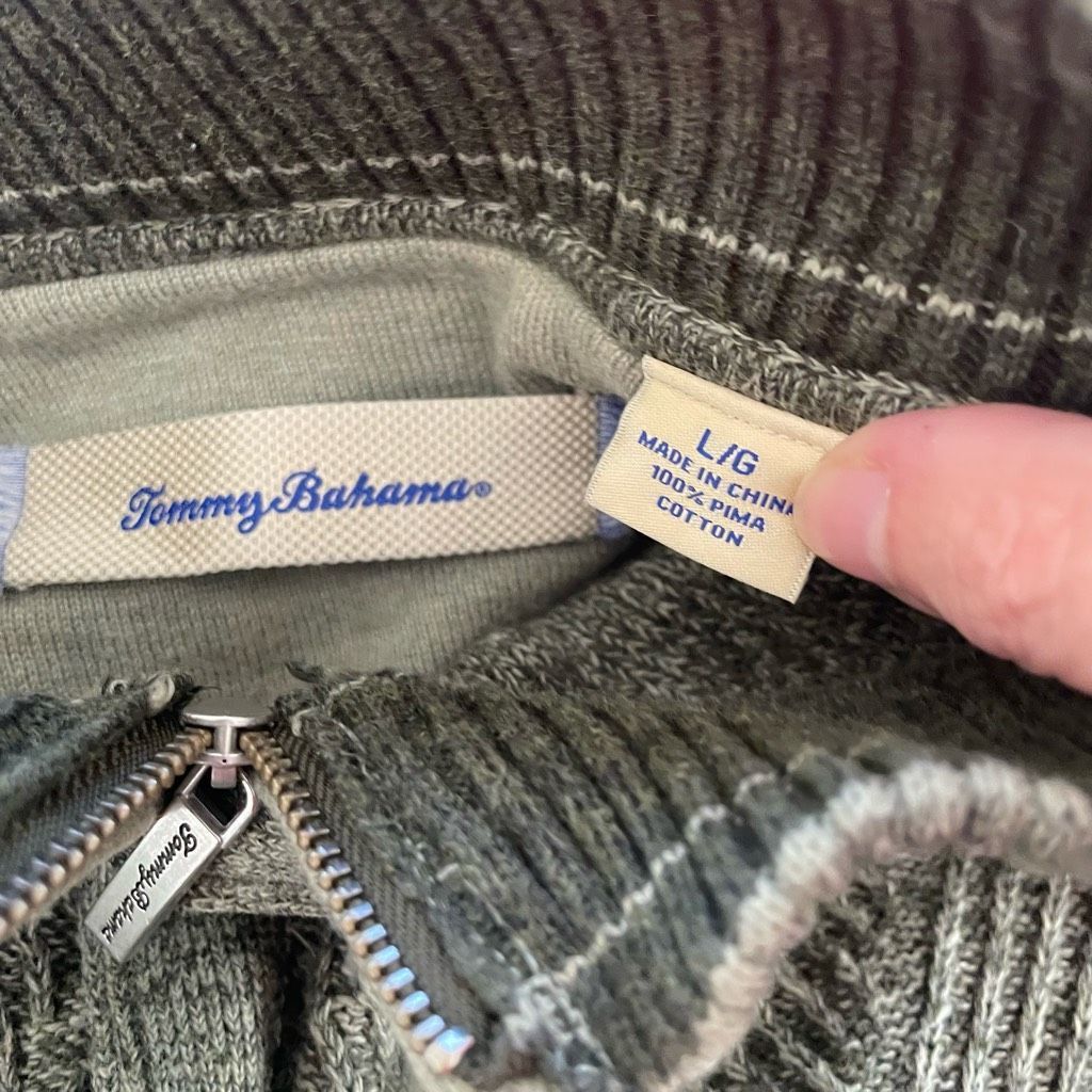 Tommy Bahama Tommy Bahama 1/4 Zip Cotton Sweater Green L Size US L / EU 52-54 / 3 - 5 Thumbnail