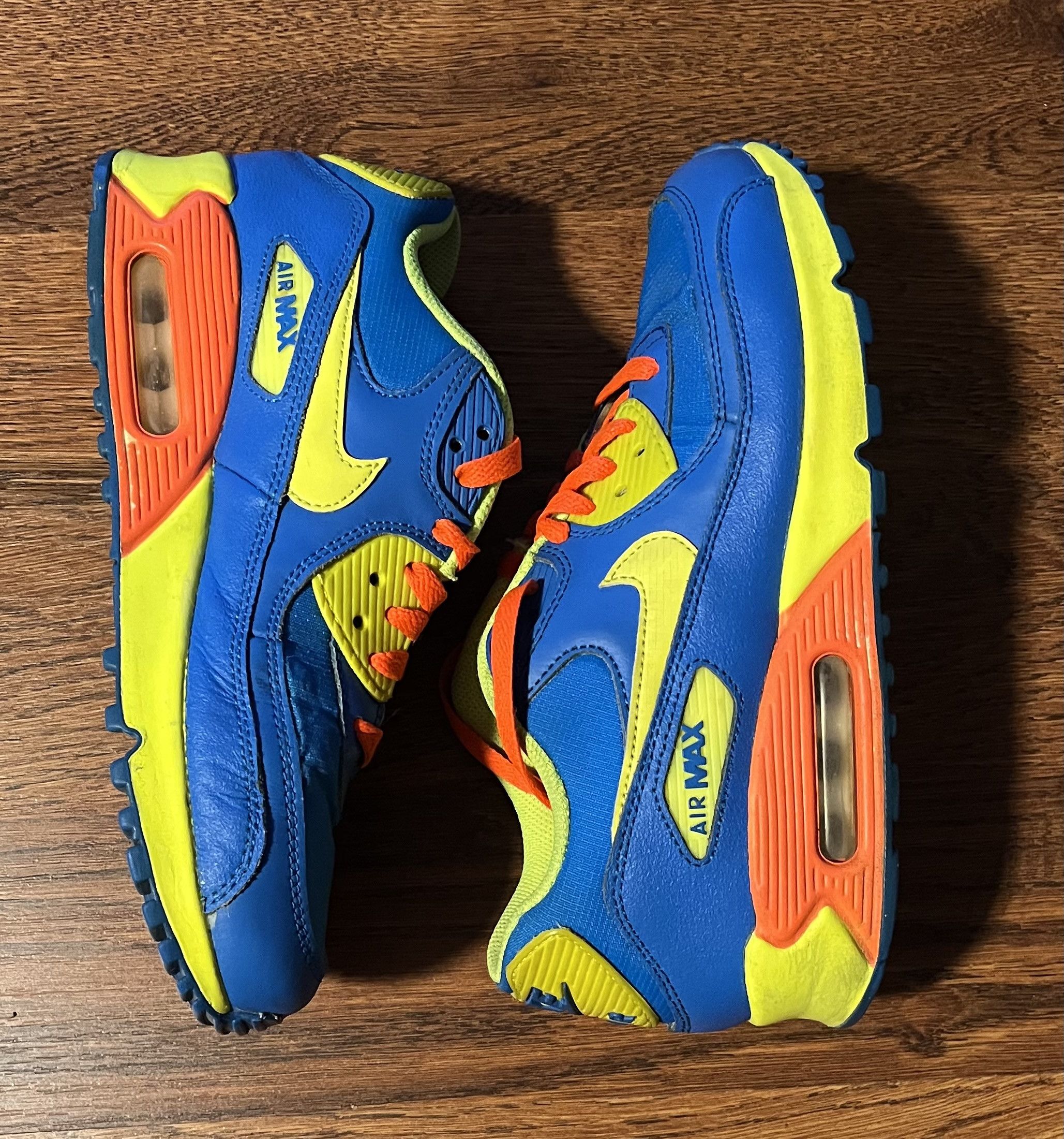 Nike Nike Air Max 90 Blue Yellow Orange Sneakers Size US 6.5 / EU 39-40 - 3 Thumbnail