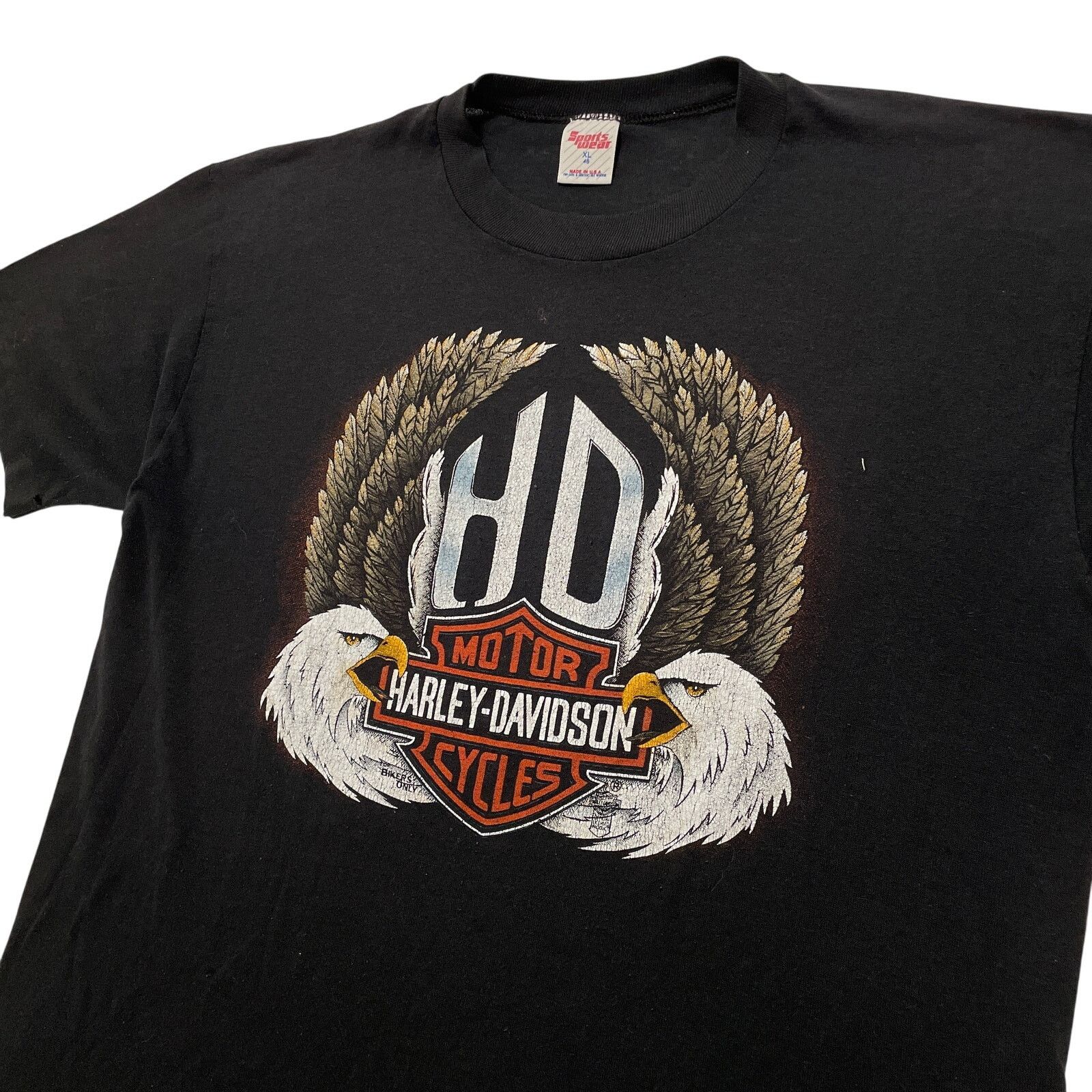 Harley Davidson VTG 80's Harley Davidson Eagle Black Thin Graphic T-Shirt XL Size US XL / EU 56 / 4 - 2 Thumbnail