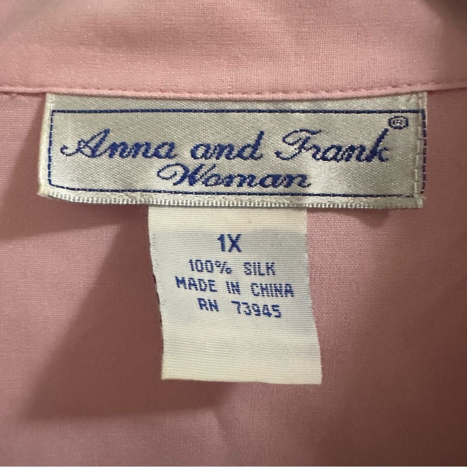 Other Anna and Frank Woman Vintage 100% Silk Button down Blouse 1X Size XL / US 12-14 / IT 48-50 - 3 Thumbnail