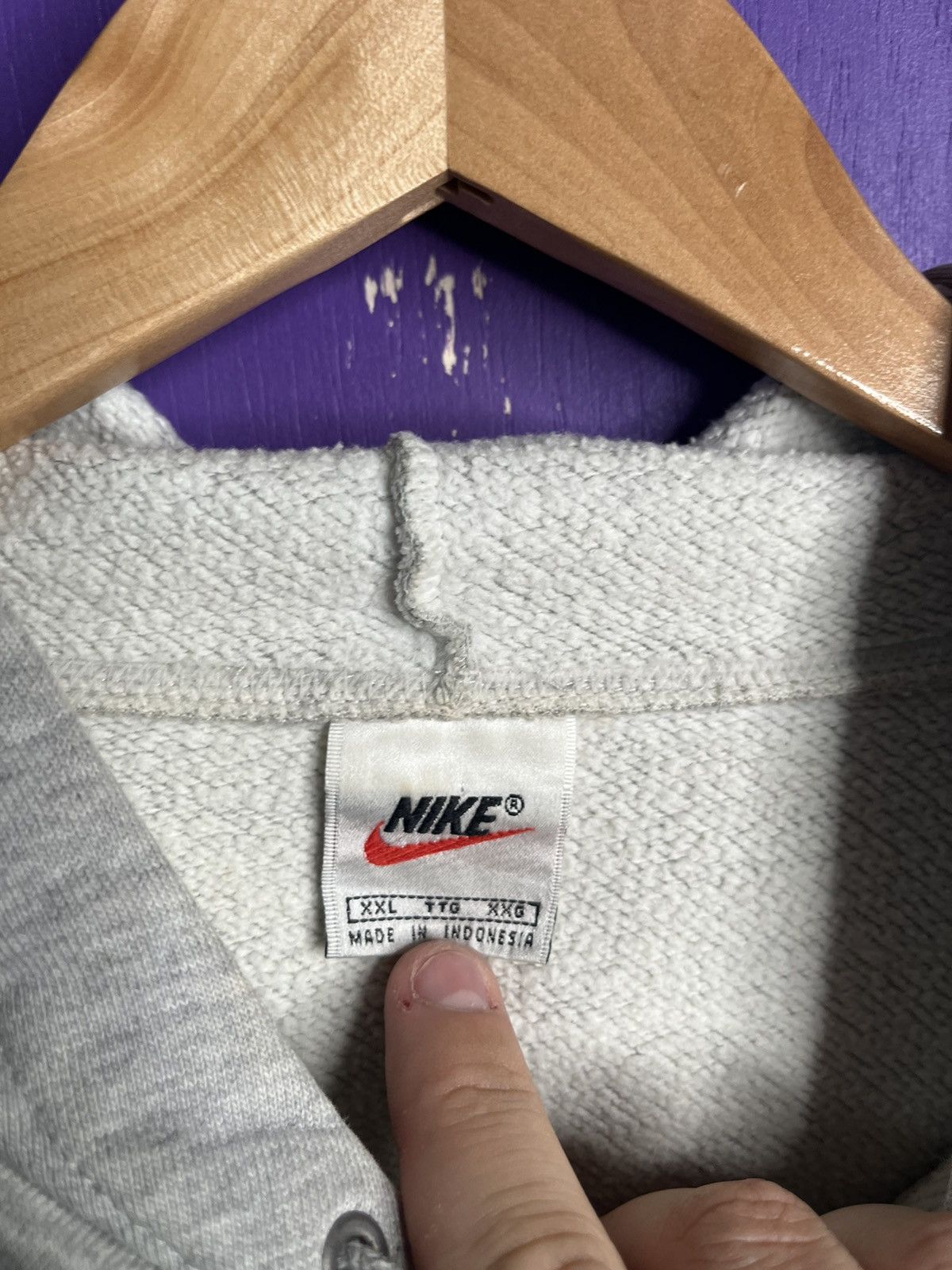 Nike × Vintage Vintage 90s Nike swoosh quarter zip hoodie Size US XXL / EU 58 / 5 - 4 Thumbnail