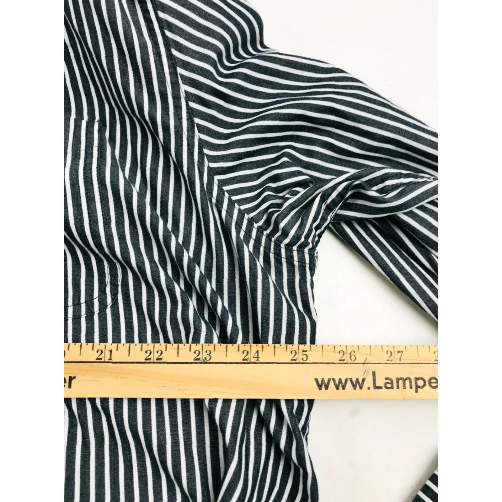 Chaps Chaps Shirt Men's XXL Casual Button-Down Long Sleeve Logo Pocket Striped Gray Cotton Polyester Size US XXL / EU 58 / 5 - 3 Thumbnail