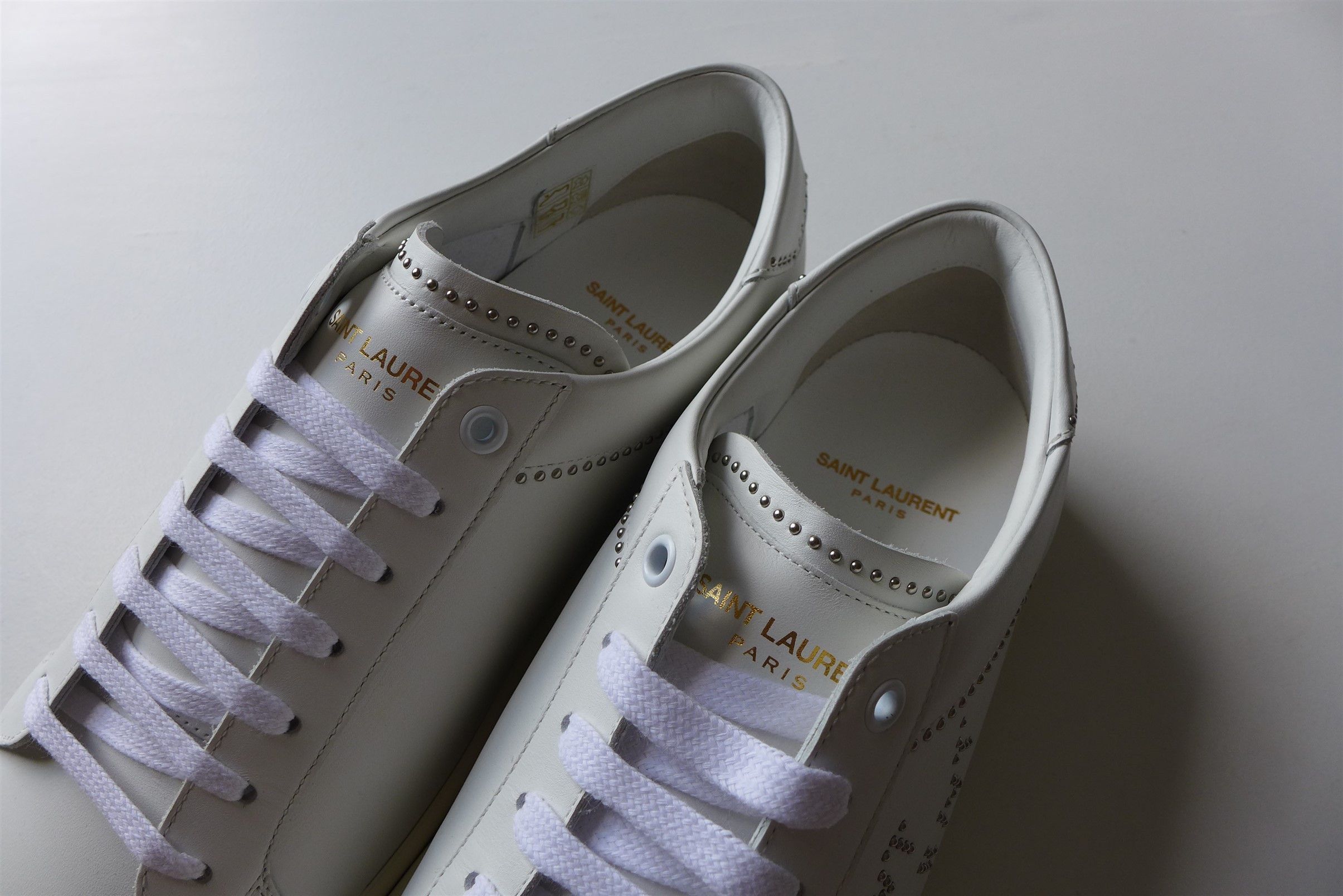 Saint Laurent Paris Saint Laurent SL/08 Sneakers - Studded White Calf Leather Size US 11 / EU 44 - 3 Thumbnail