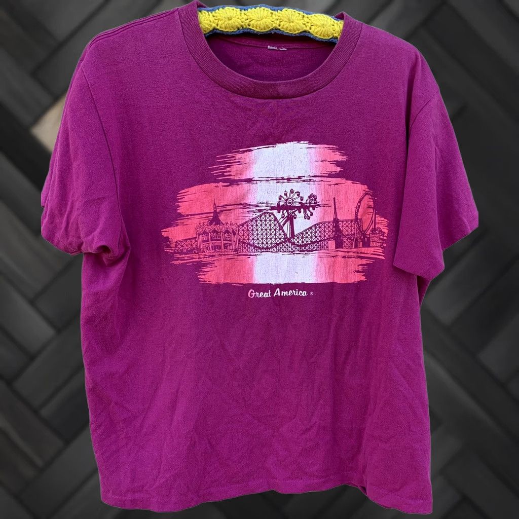 Greats VINTAGE Great America T-Shirt graphic Single Stitch XL Sailor Pink Cotton Blend Unisex Adults 80s 90s Retro Mens Womens Size US XL / EU 56 / 4 - 1 Thumbnail