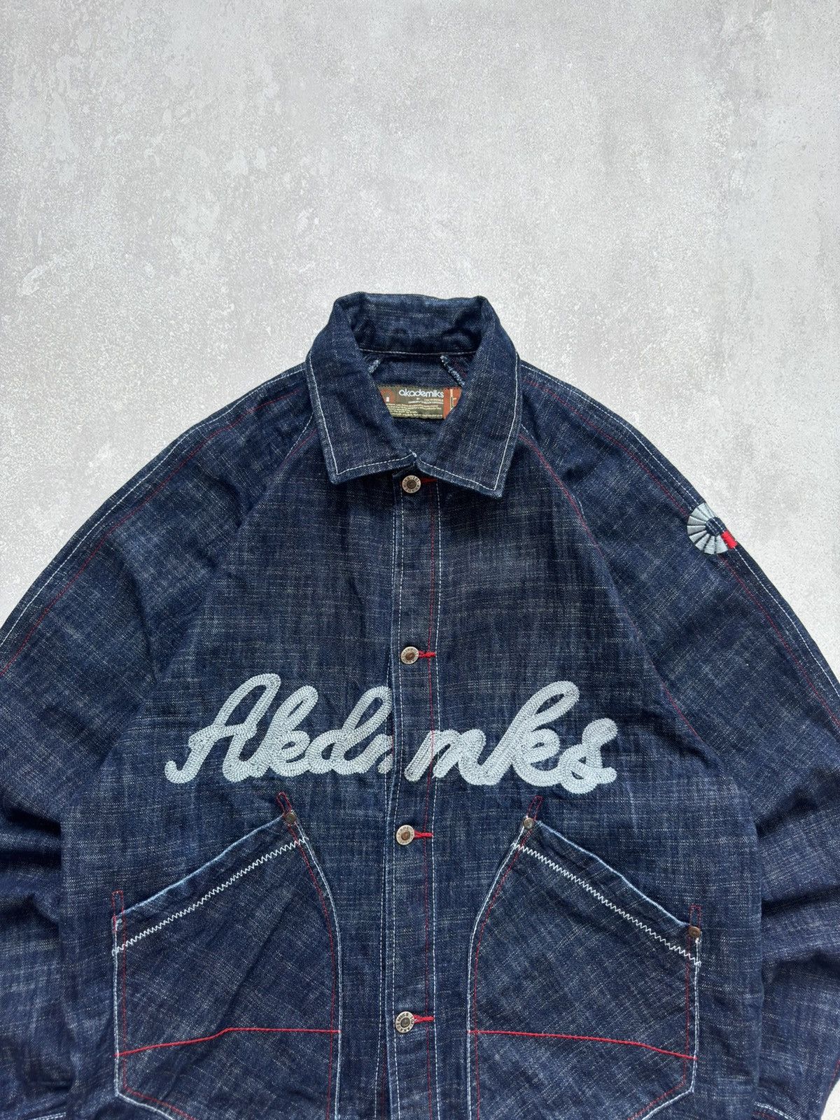 Akademiks × Vintage Vintage Akademiks Denim Hip Hop Jacket Kanye West Style Rare Size US L / EU 52-54 / 3 - 3 Thumbnail