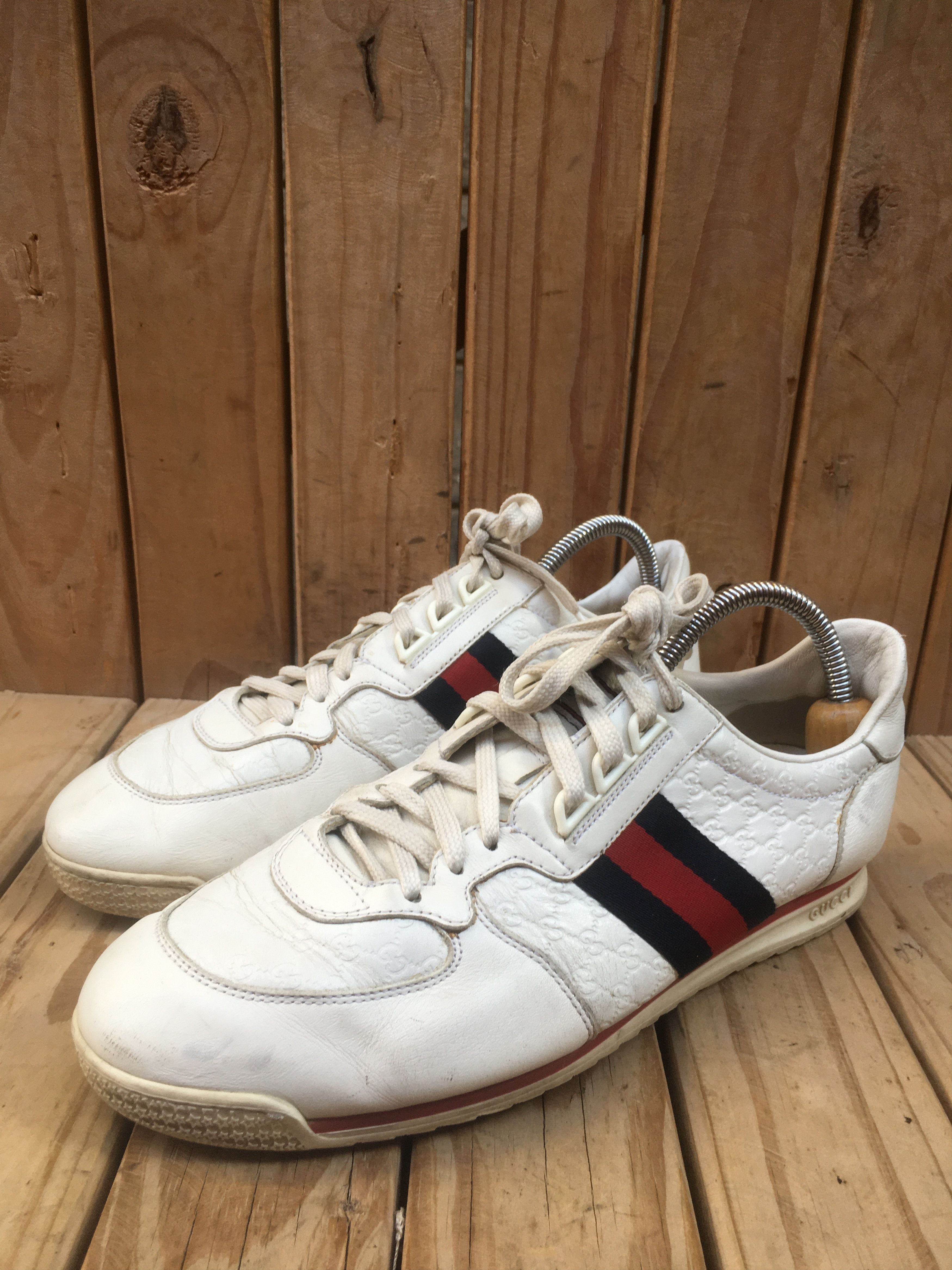 Gucci Gucci Guiccissima 233334 white web sneakers Grailed