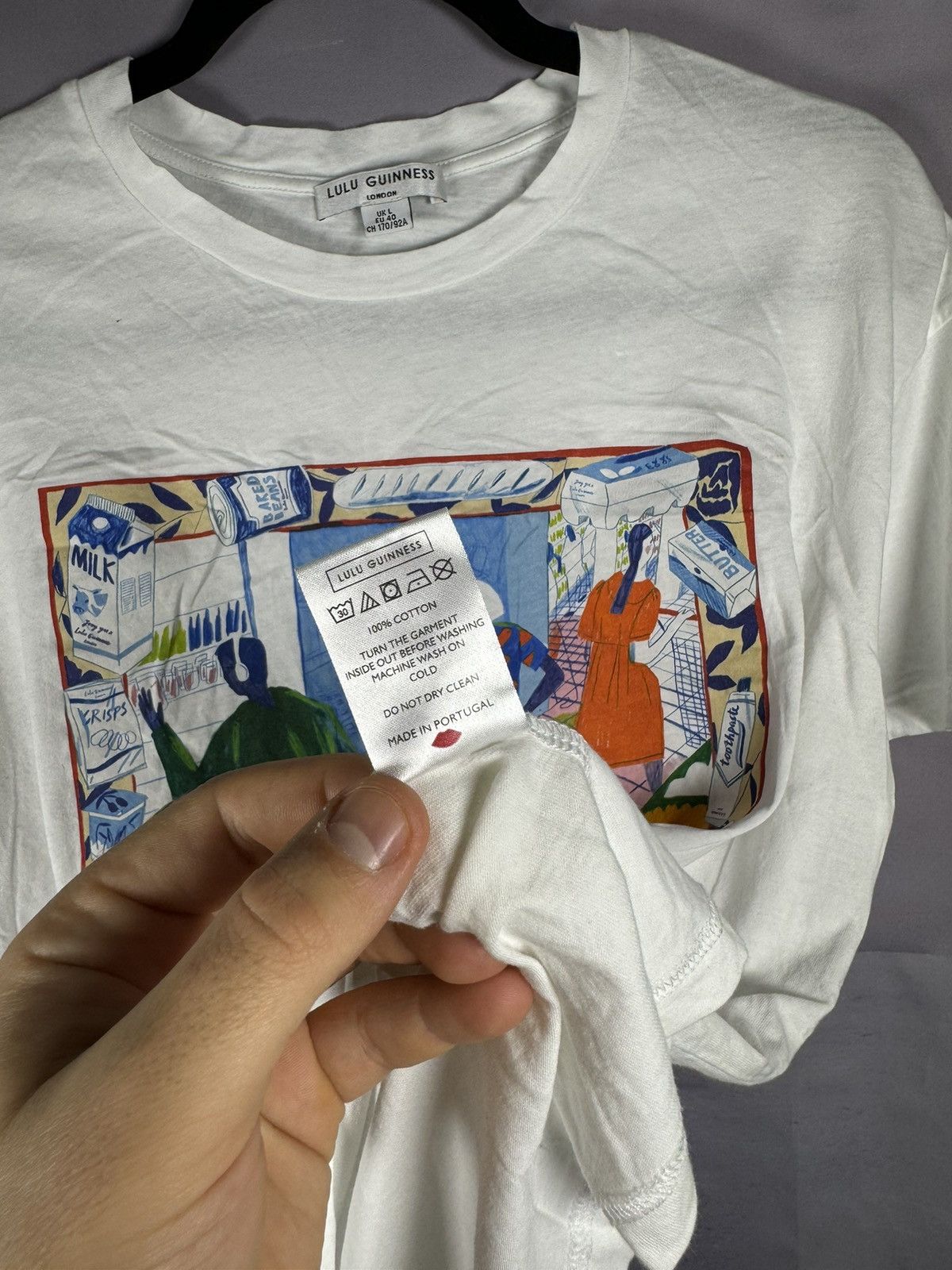 Designer × Japanese Brand × Vintage Lulu Guinness Cartoon Printed White T Shirt Oldmoney Size L / US 10 / IT 46 - 8 Thumbnail