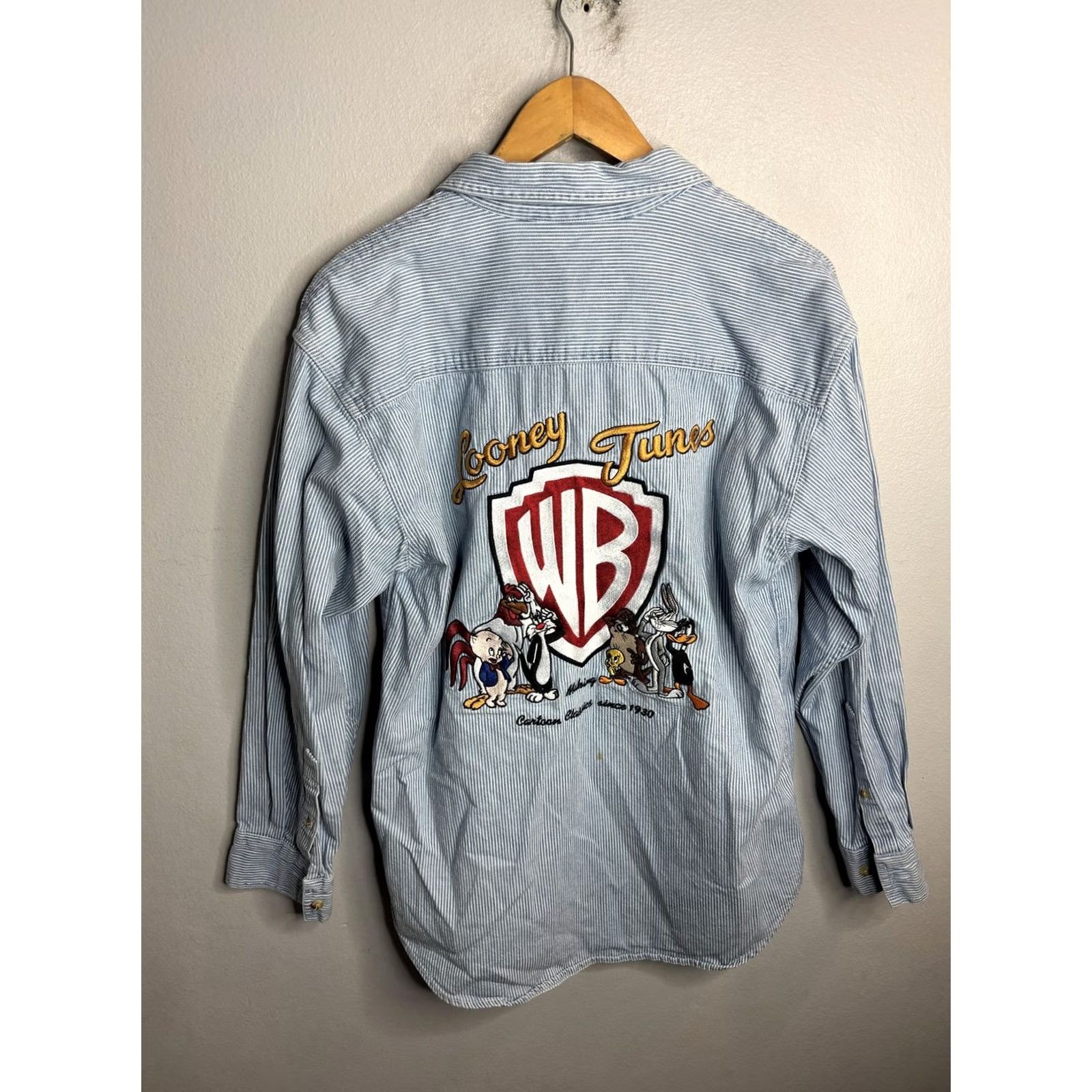Vintage VINTAGE Warner Bros Looney Tunes Shirt Mens Small Blue Stripe Embroidered 90s Size US S / EU 44-46 / 1 - 4 Thumbnail